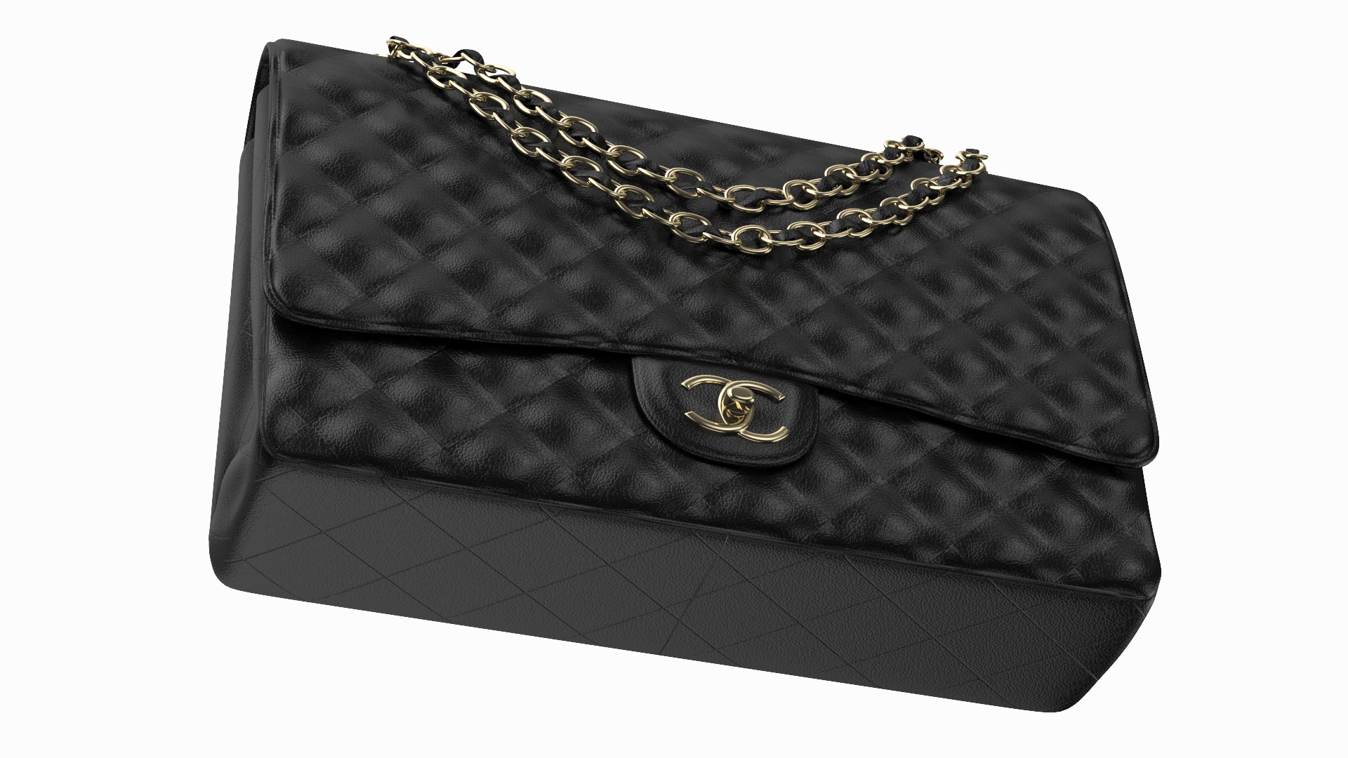 3D model Chanel Classic Handbag Black Grained Calfskin