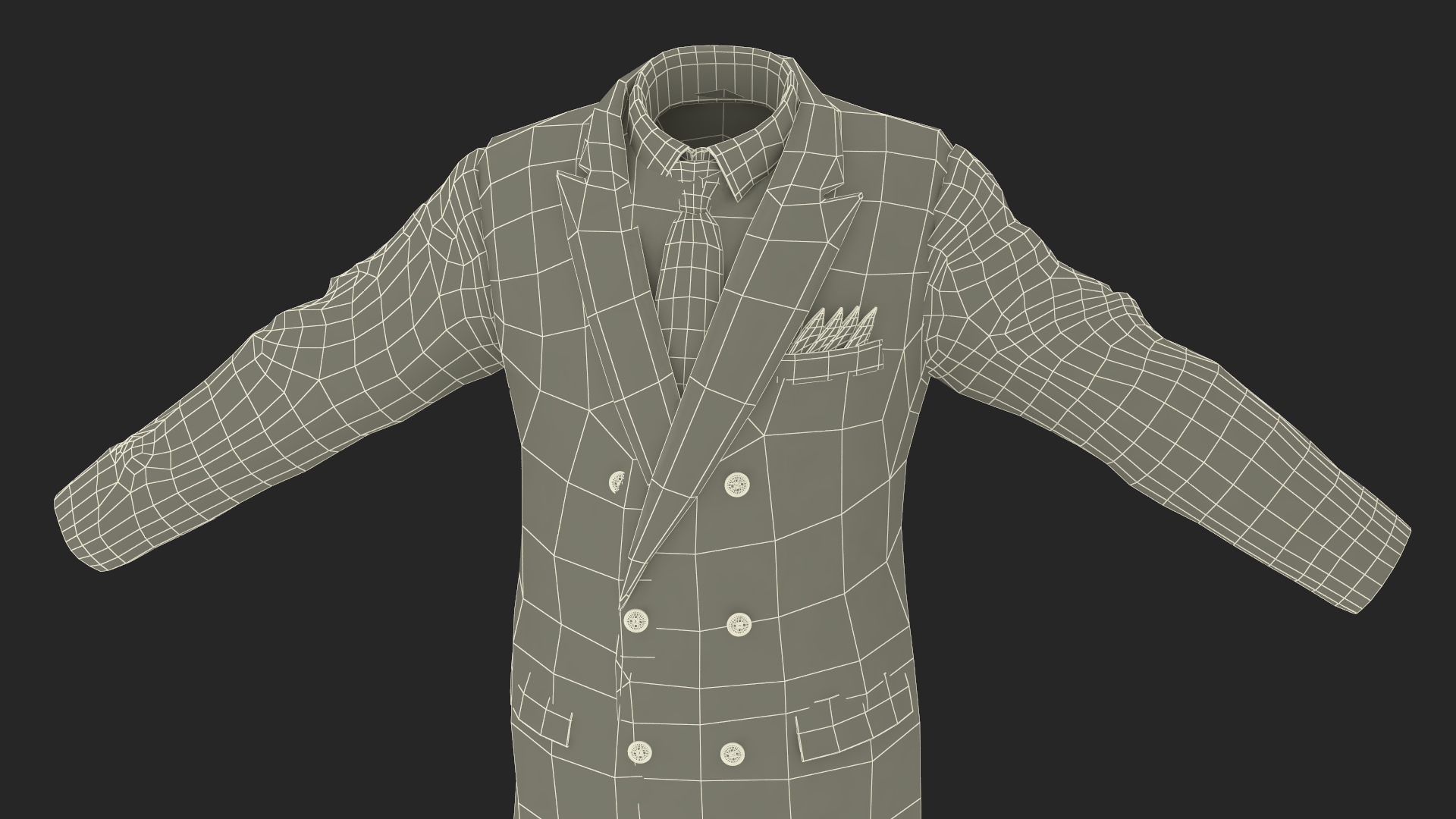 Black Suit Red Tie and White Shirt 3D model