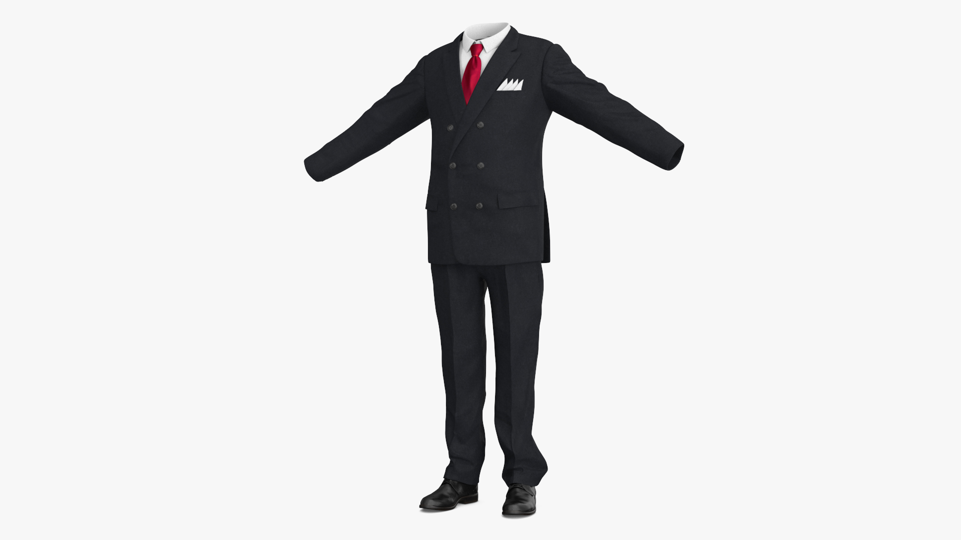Black Suit Red Tie and White Shirt 3D model