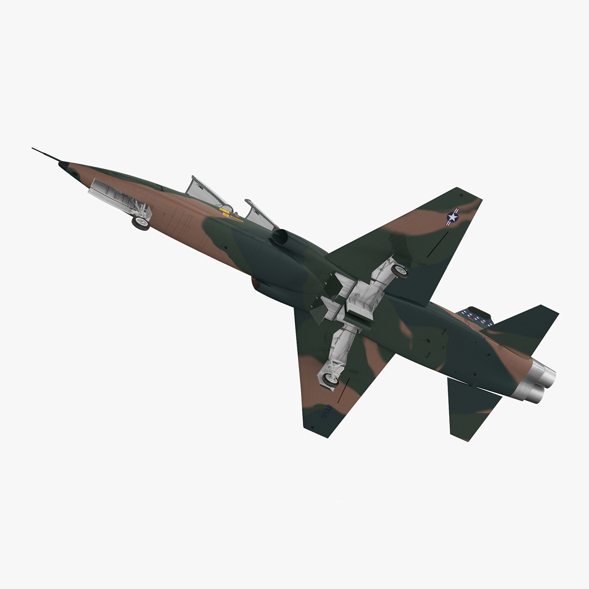 Trainer Jet Military T-38 Talon Camo Rigged for Cinema 4D 3D