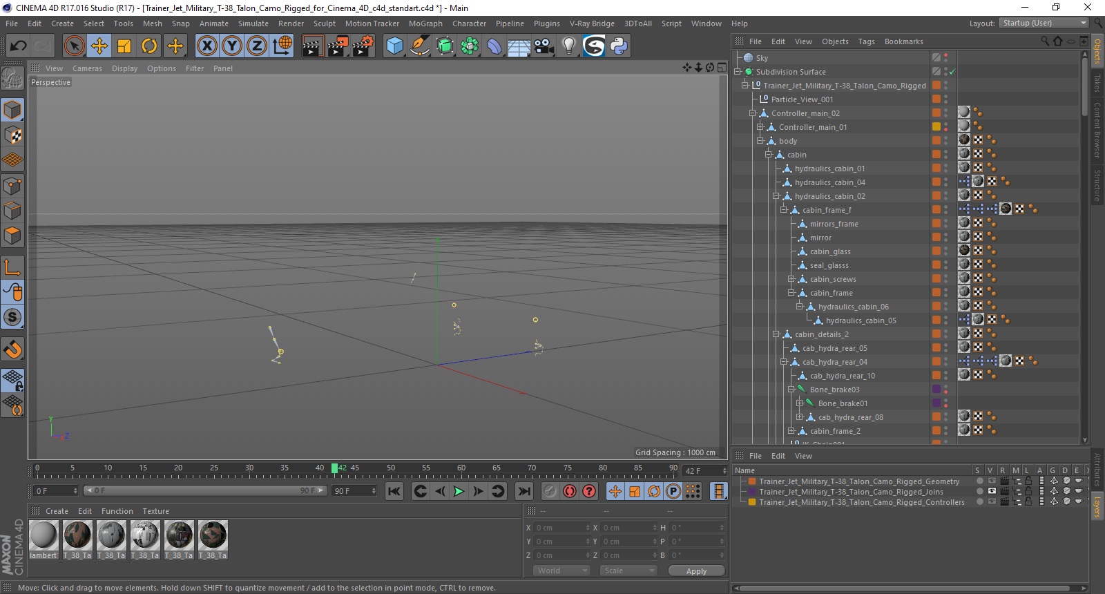 Trainer Jet Military T-38 Talon Camo Rigged for Cinema 4D 3D