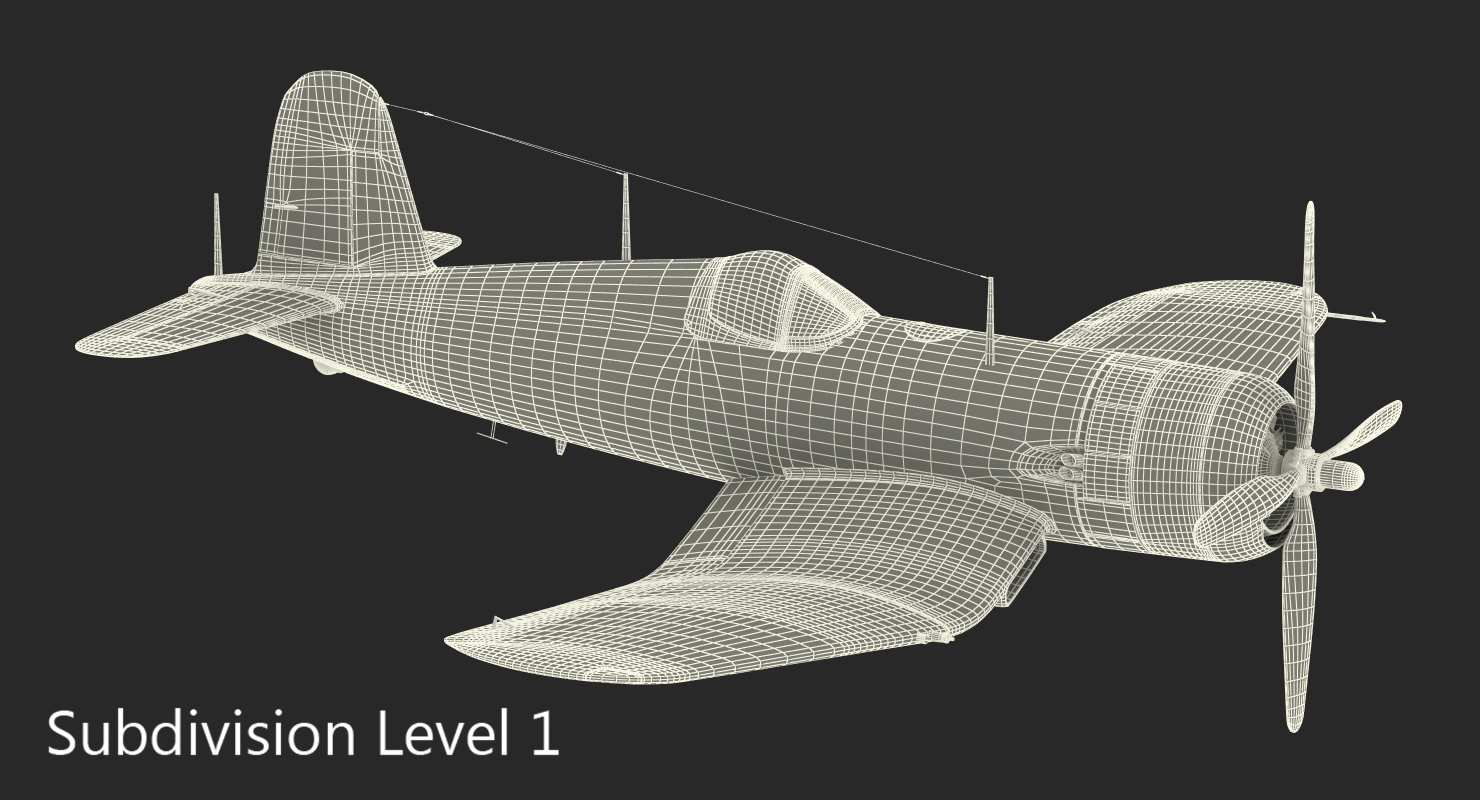 Fighter F4U Corsair US Marine Corps Rigged 3D