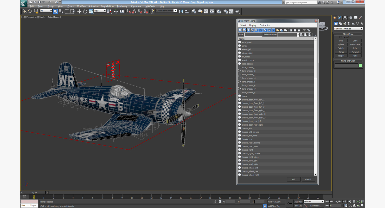 Fighter F4U Corsair US Marine Corps Rigged 3D