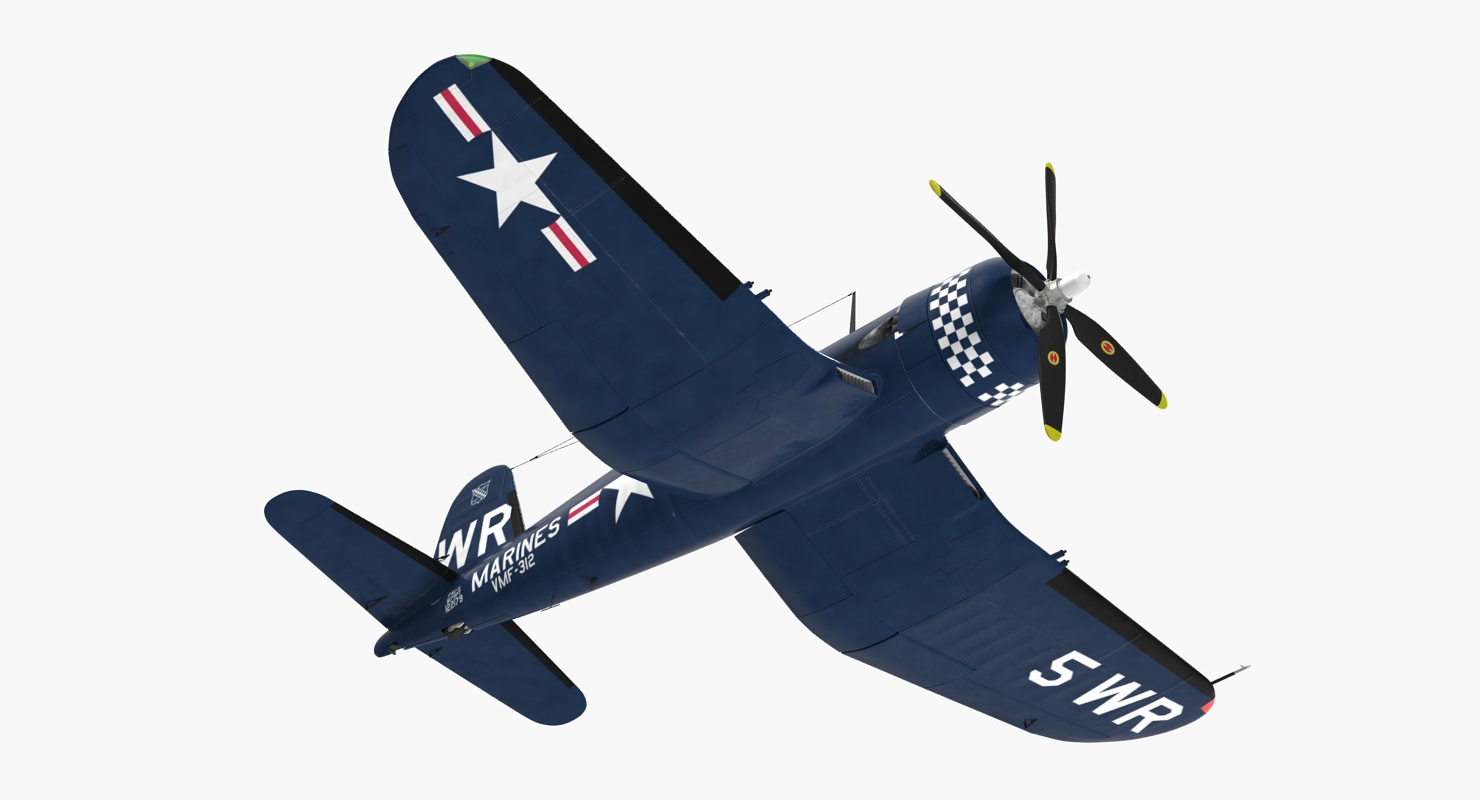 Fighter F4U Corsair US Marine Corps Rigged 3D