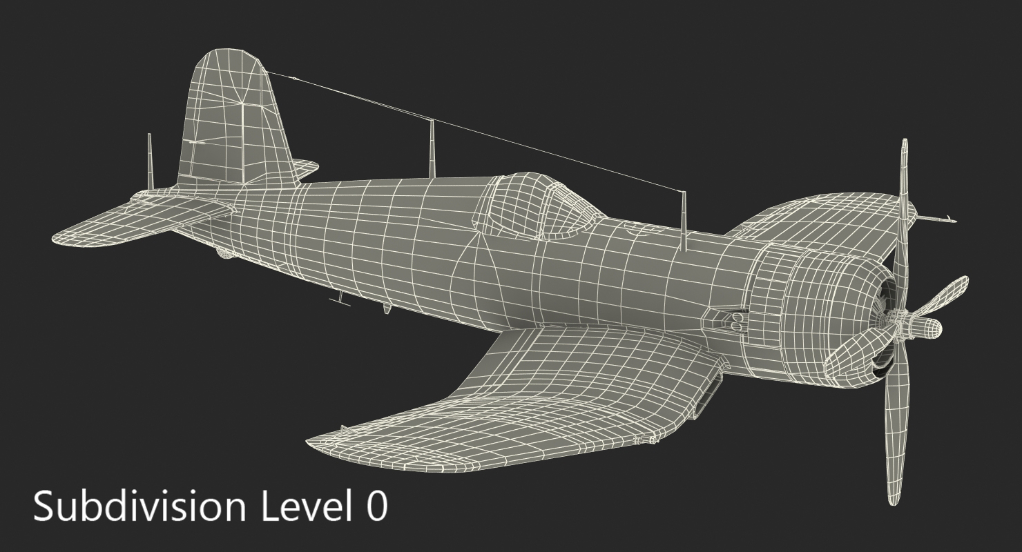 Fighter F4U Corsair US Marine Corps Rigged 3D