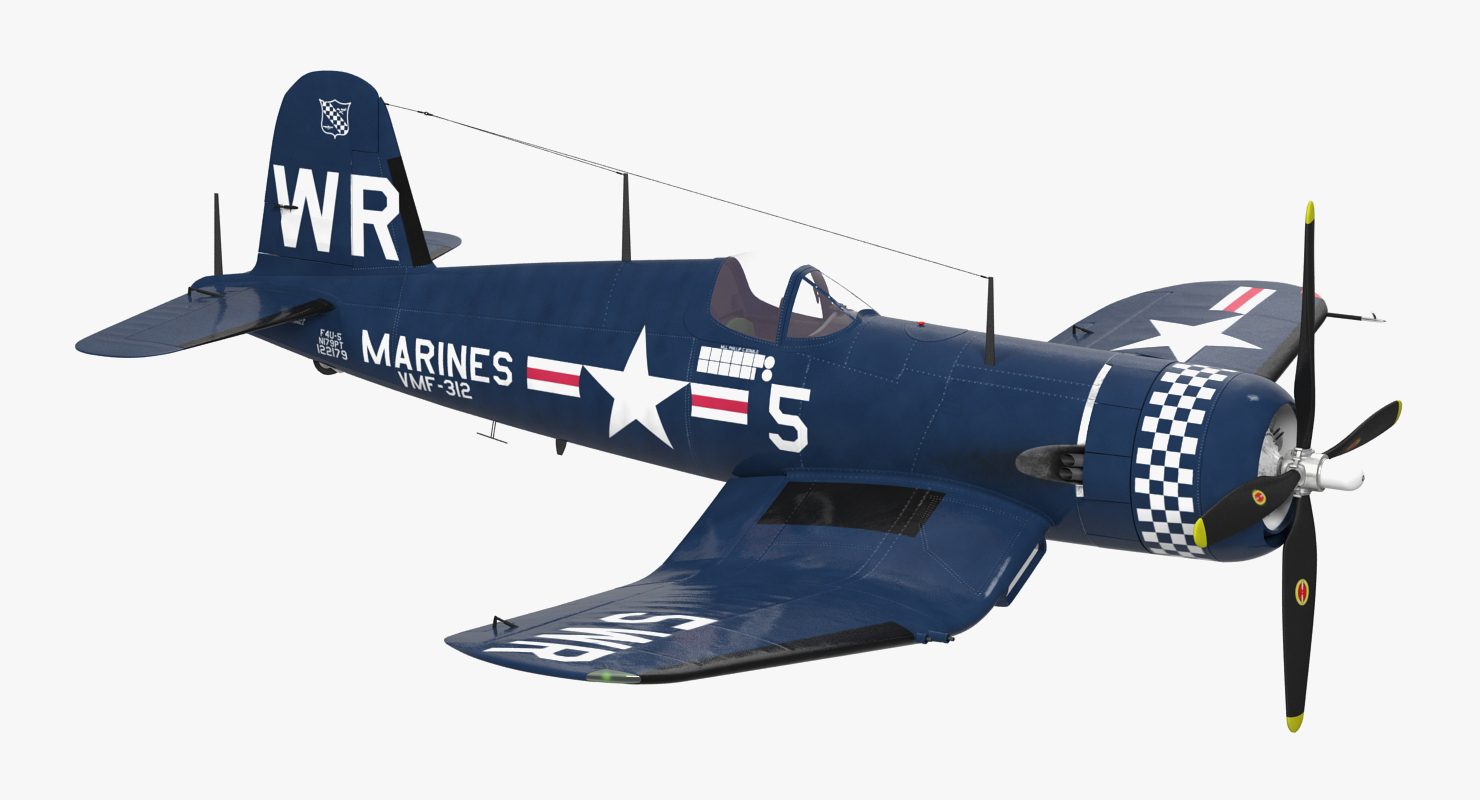 Fighter F4U Corsair US Marine Corps Rigged 3D