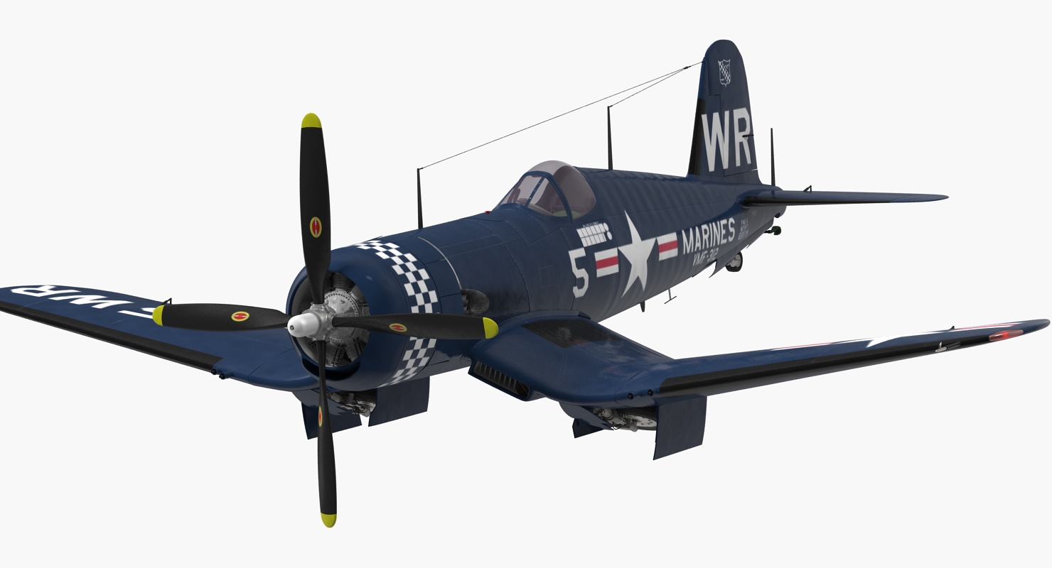 Fighter F4U Corsair US Marine Corps Rigged 3D