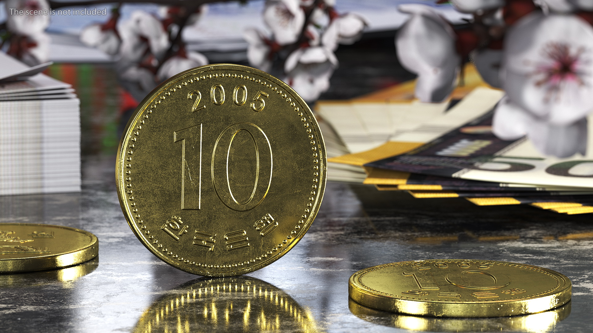 3D South Korea 10 Won 2005 Coin model