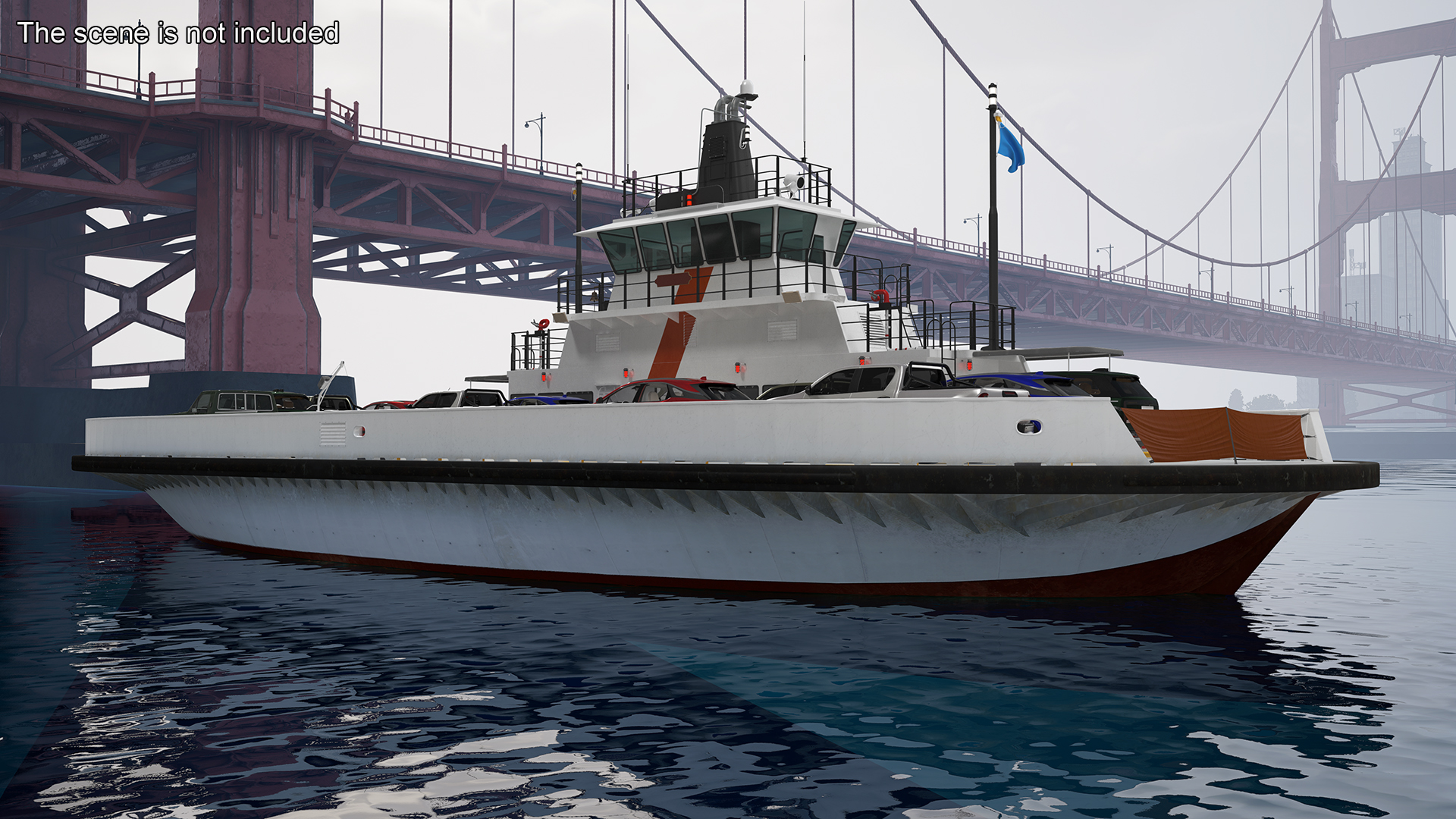 3D Ferry Ship with Vehicle model