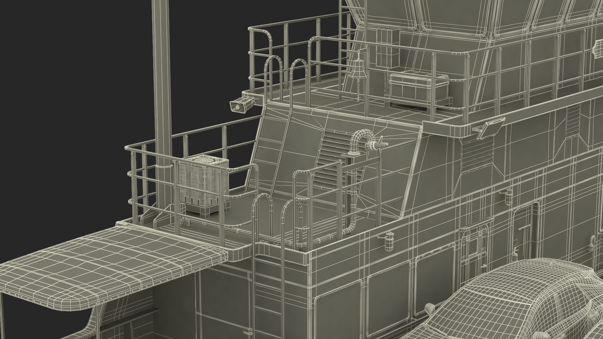 3D Ferry Ship with Vehicle model