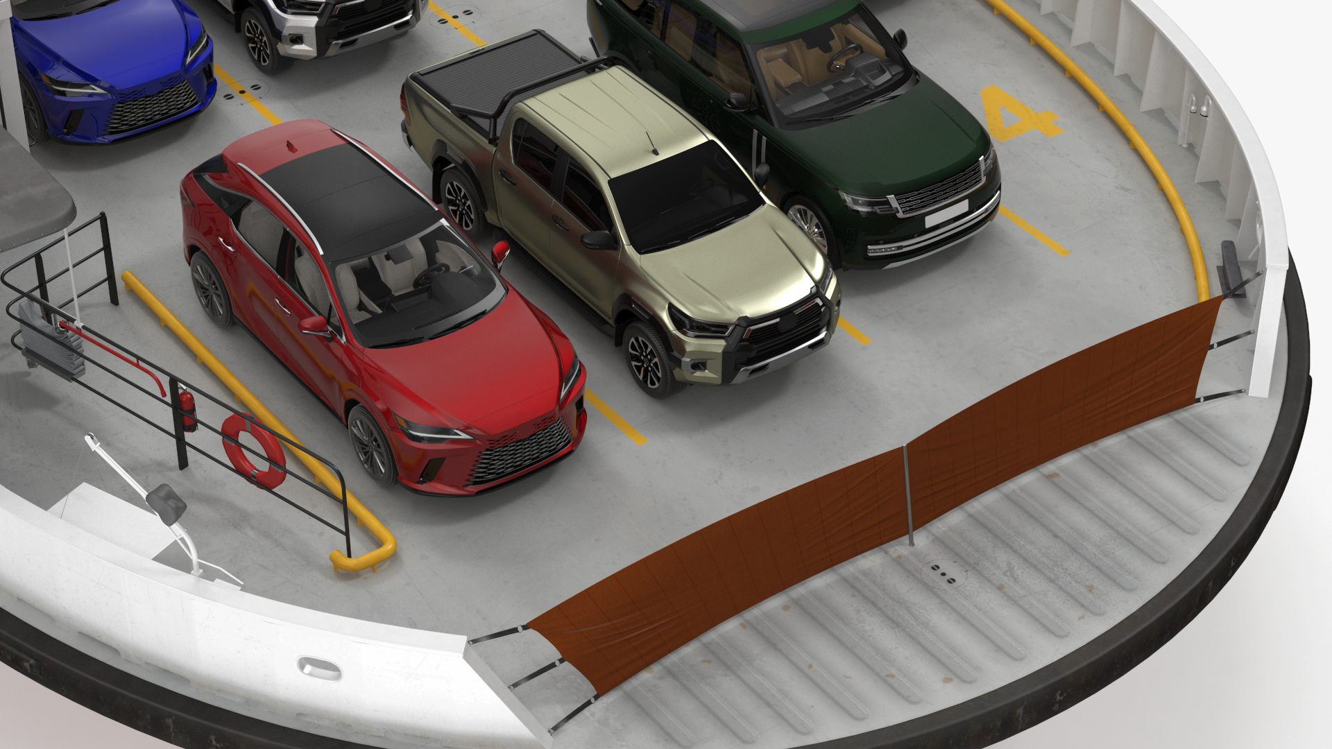 3D Ferry Ship with Vehicle model