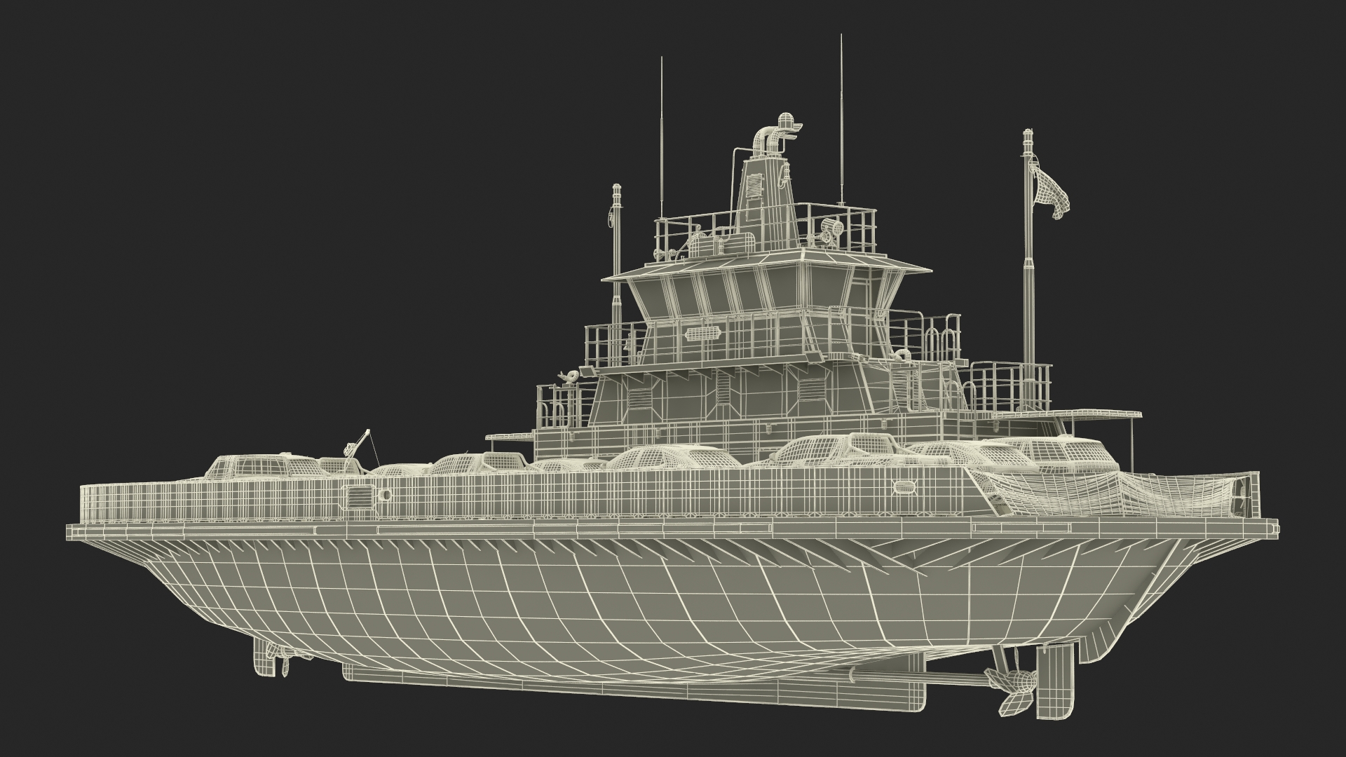 3D Ferry Ship with Vehicle model