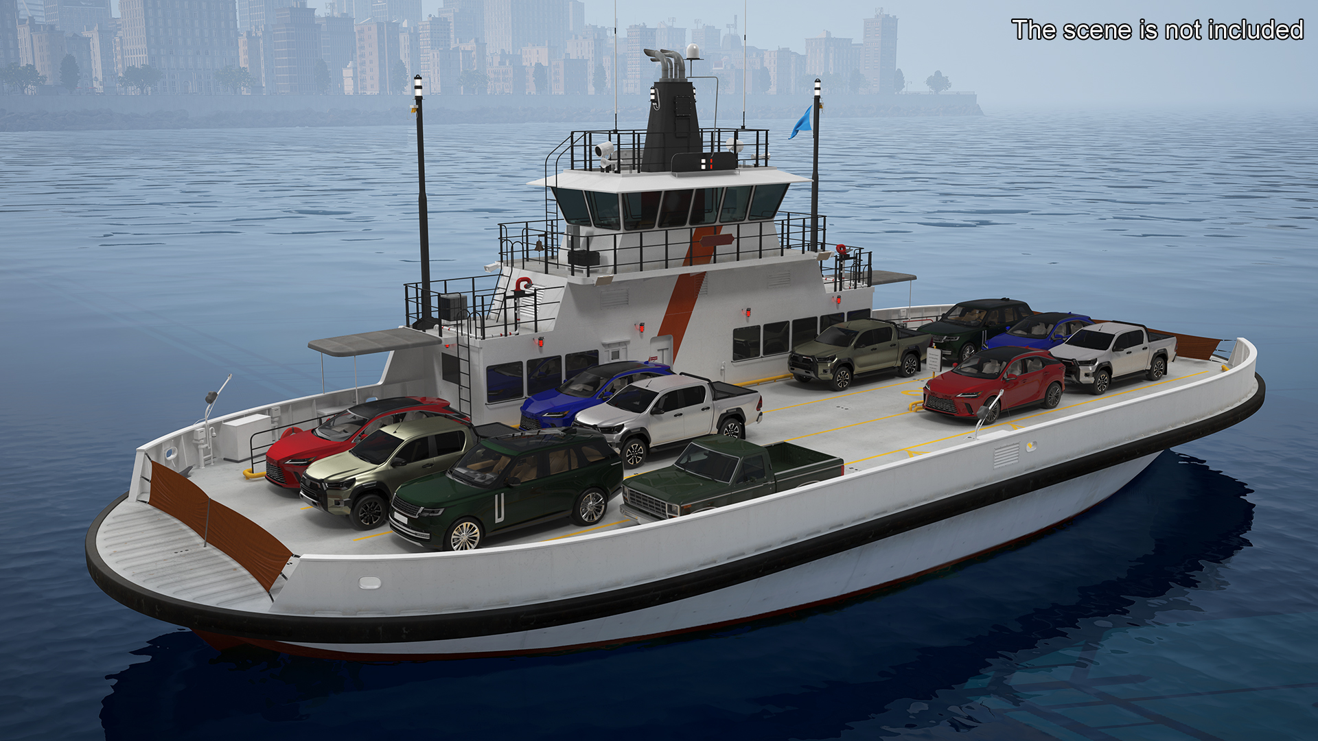 3D Ferry Ship with Vehicle model