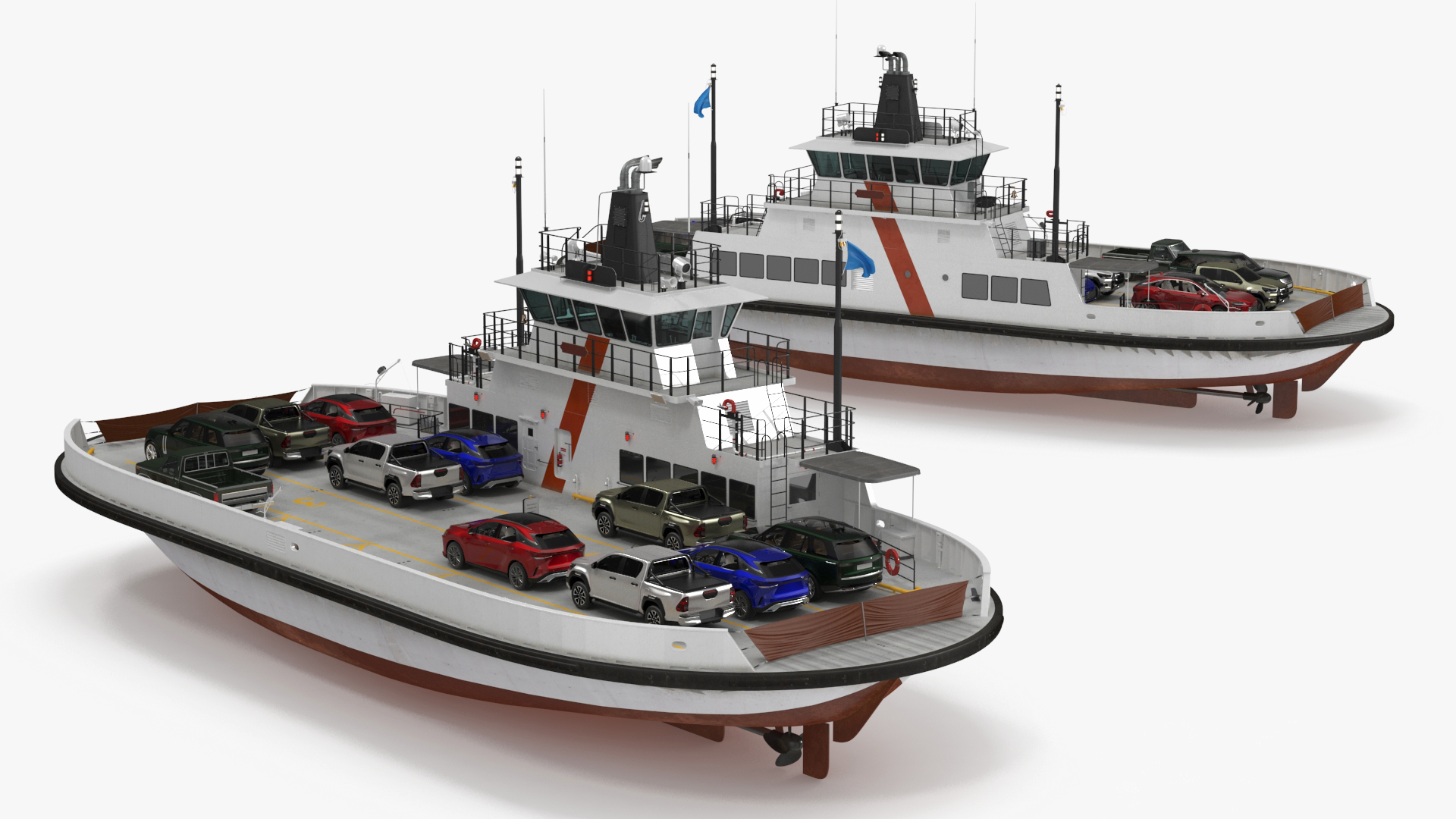 3D Ferry Ship with Vehicle model