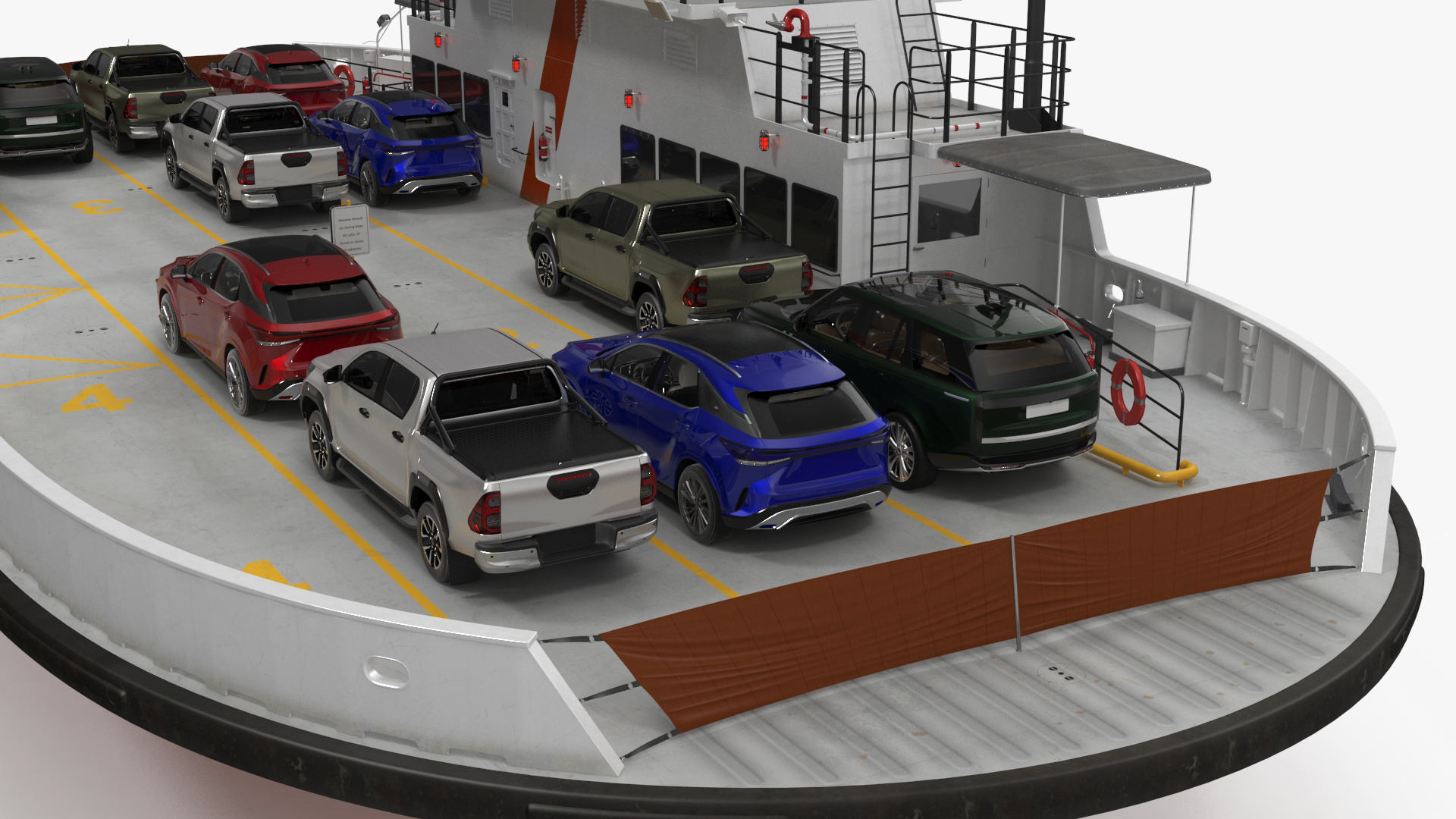 3D Ferry Ship with Vehicle model