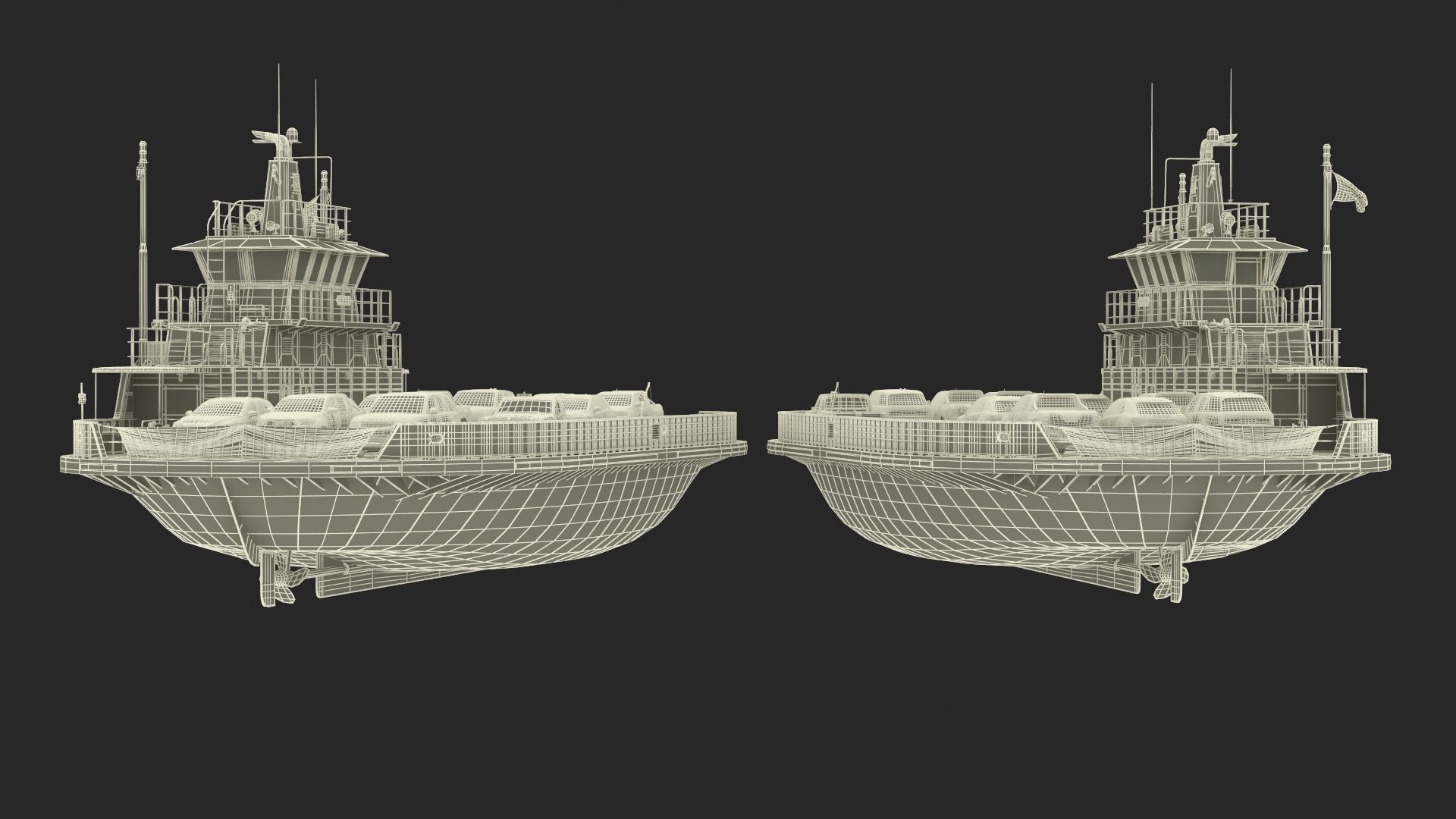 3D Ferry Ship with Vehicle model