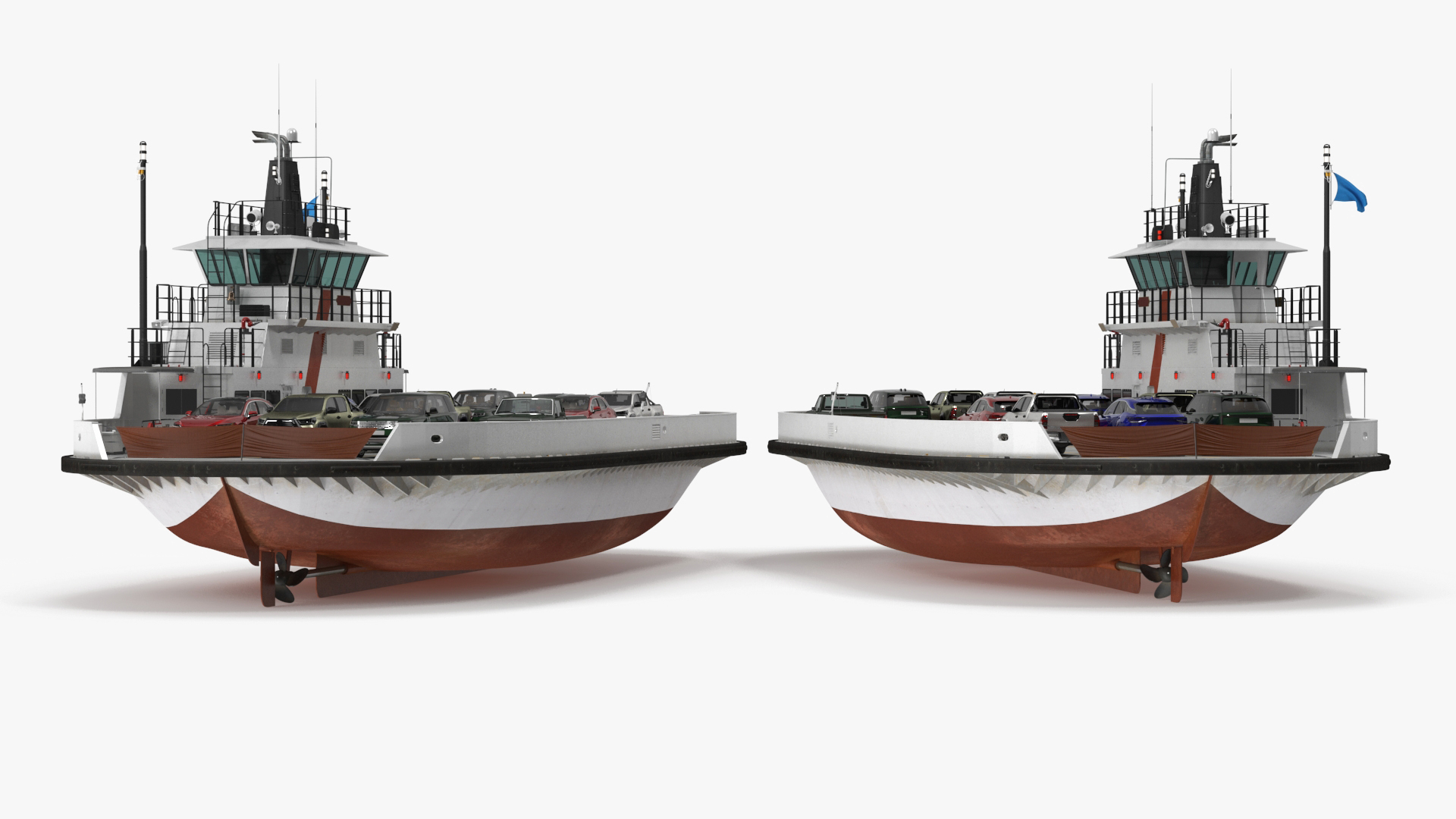 3D Ferry Ship with Vehicle model