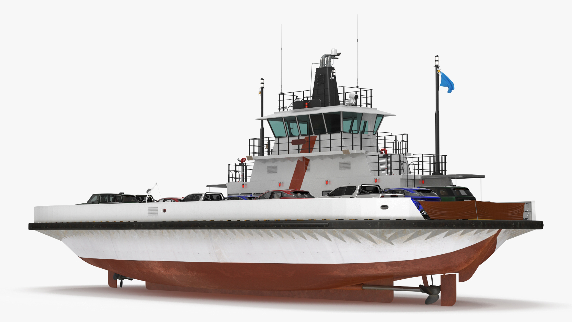 3D Ferry Ship with Vehicle model