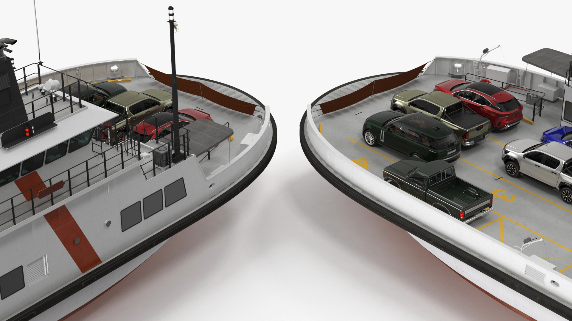 3D Ferry Ship with Vehicle model