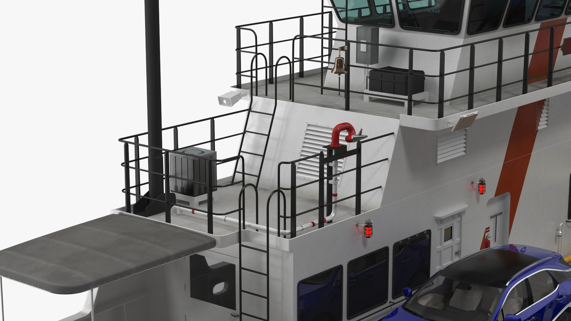3D Ferry Ship with Vehicle model