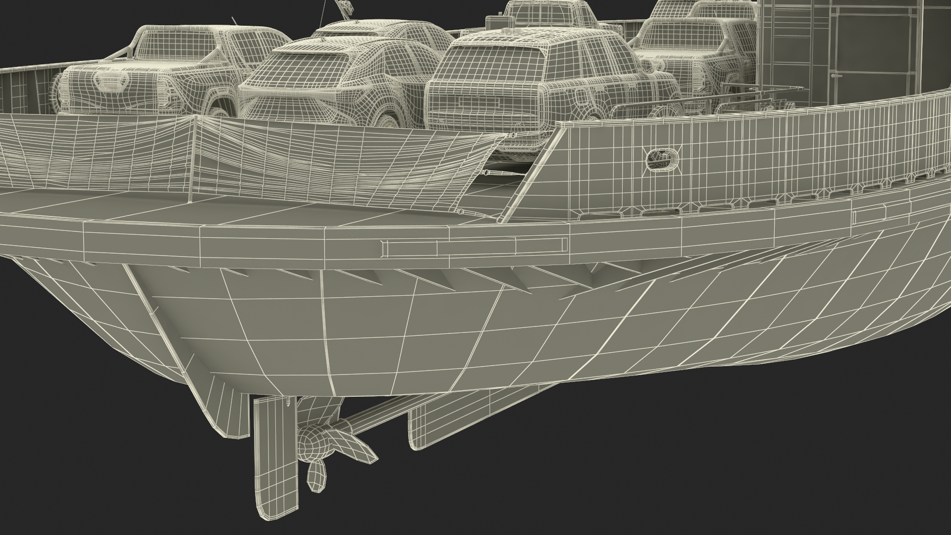 3D Ferry Ship with Vehicle model
