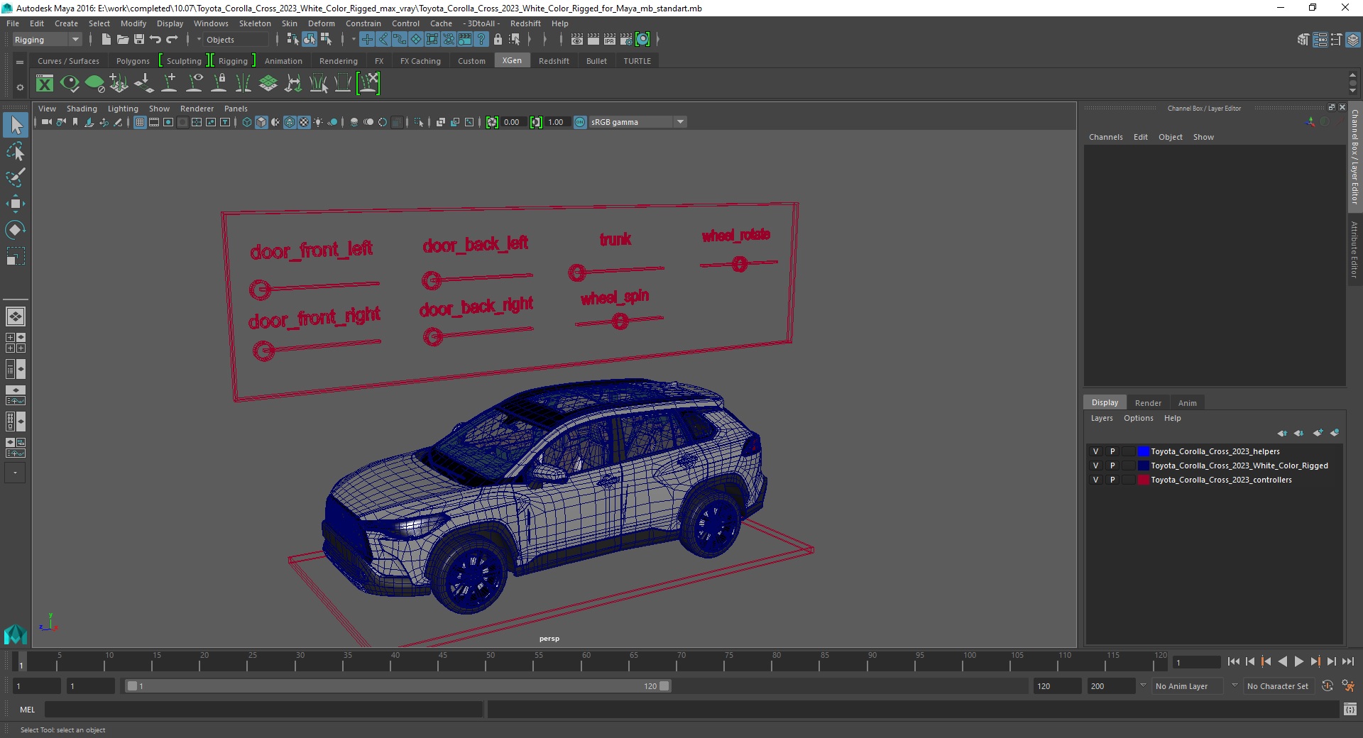 3D Toyota Corolla Cross 2023 White Color Rigged for Maya model