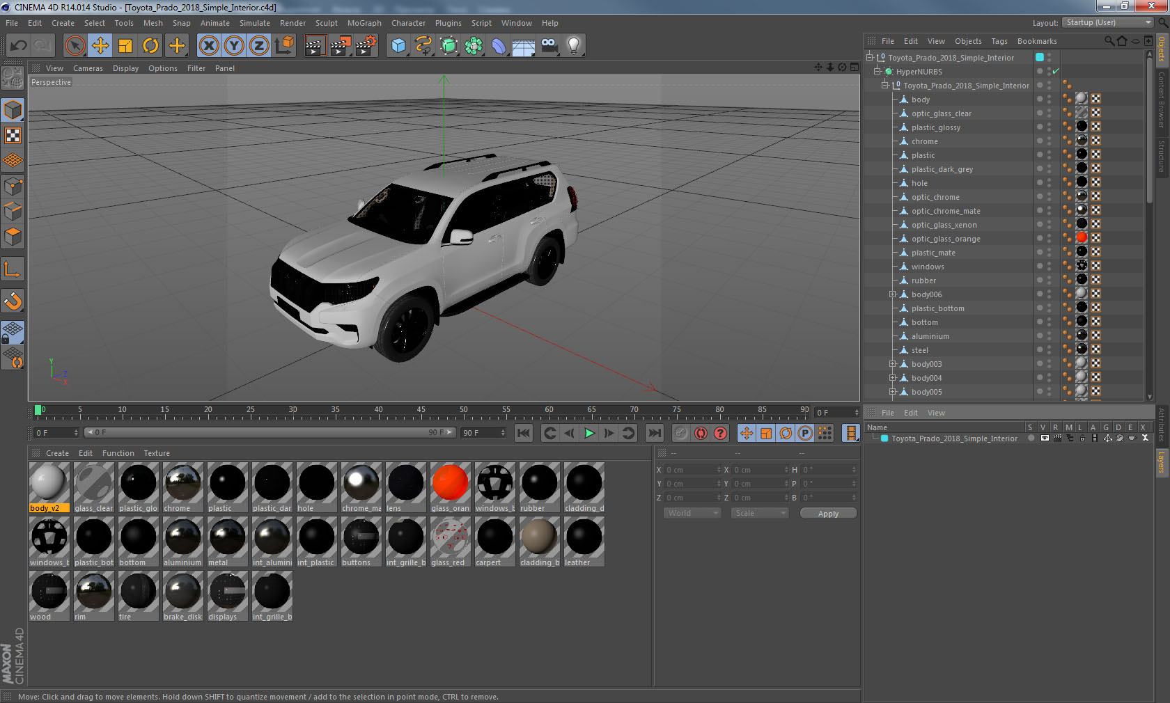 3D Toyota Prado 2018 Simple Interior model