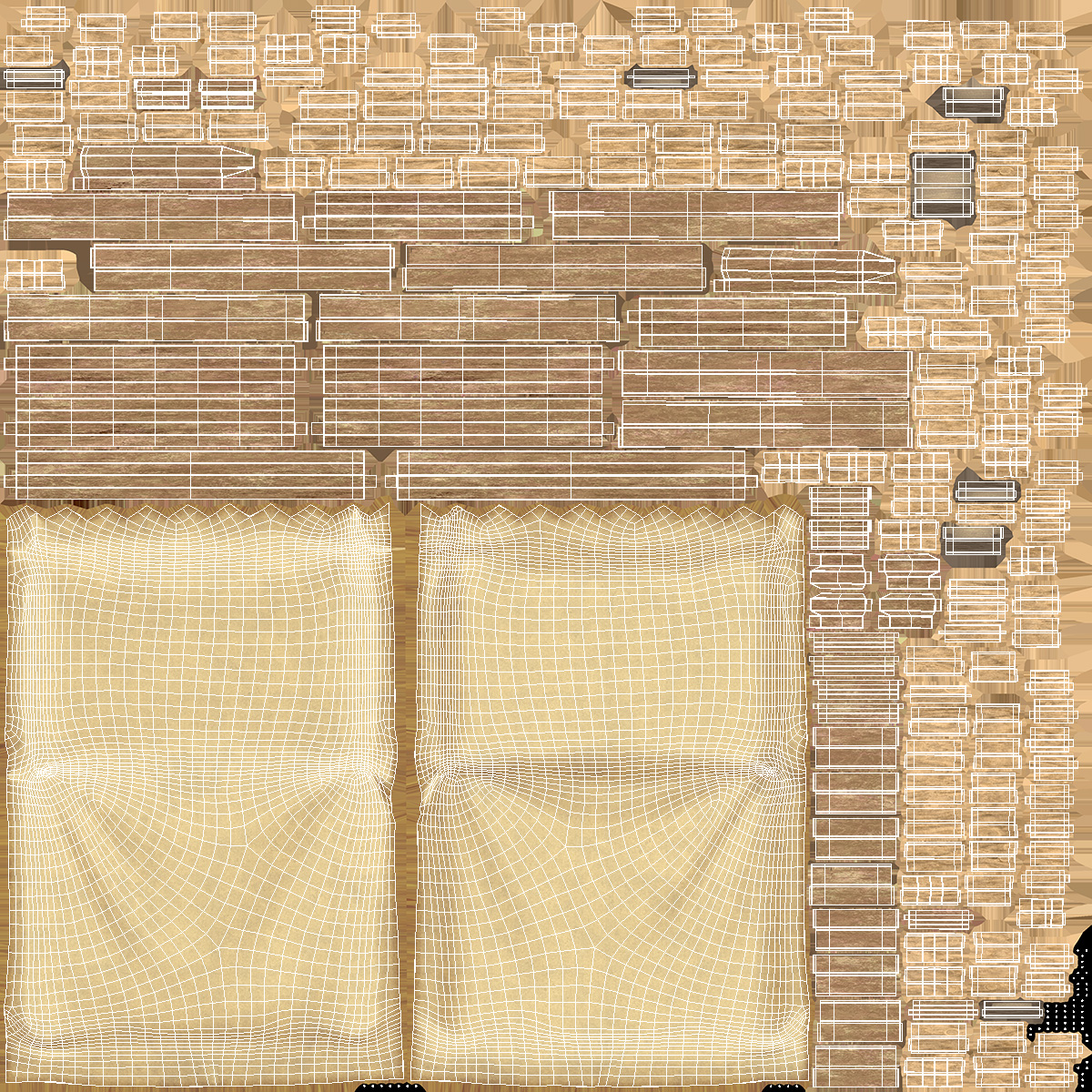 Wooden Market Stall with Beige Awning 3D
