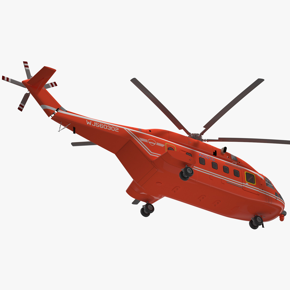 Avicopter AC313 Fire Attack Helicopter Rigged for Maya 3D model