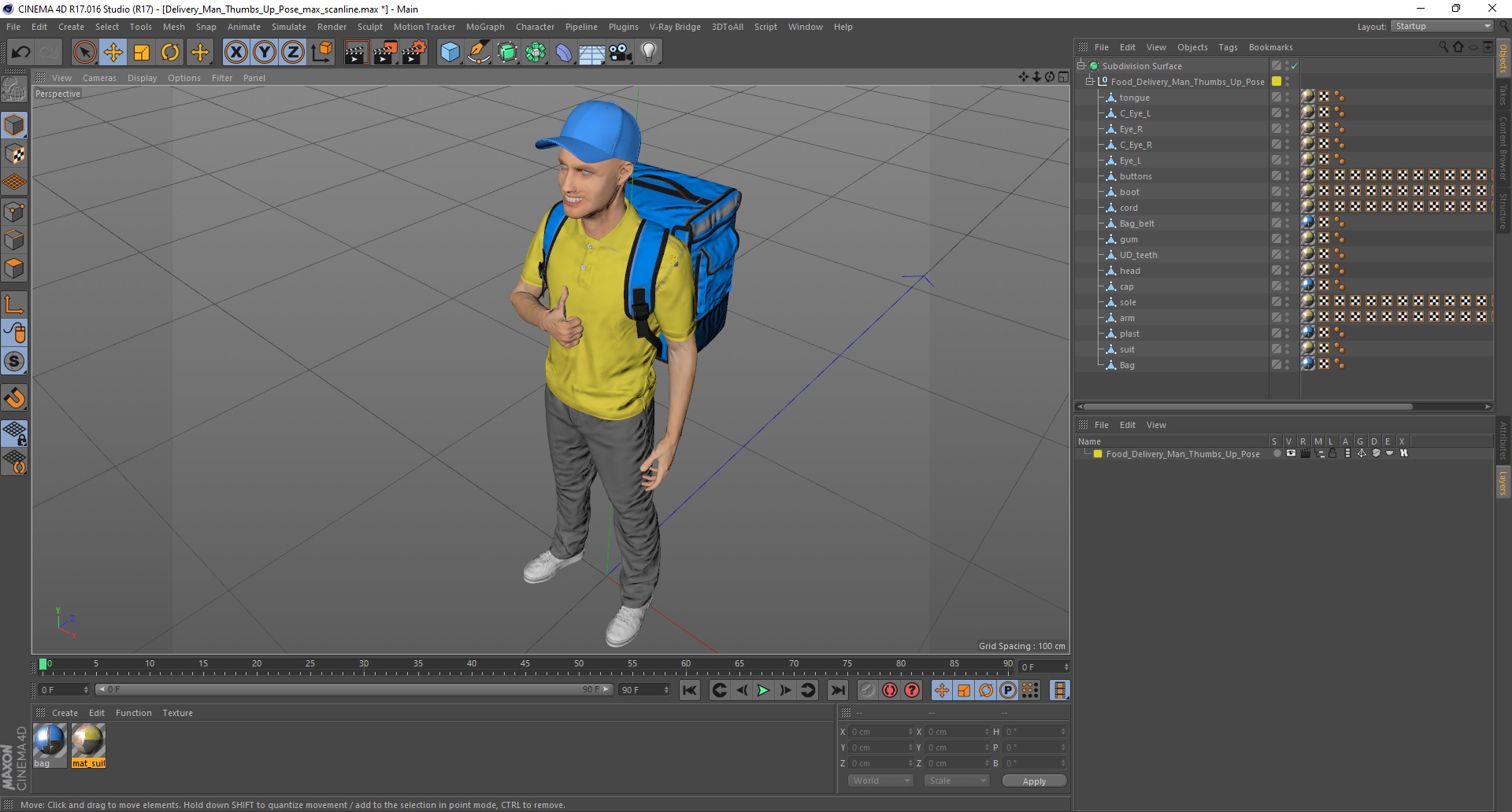 Delivery Man Thumbs Up Pose 3D