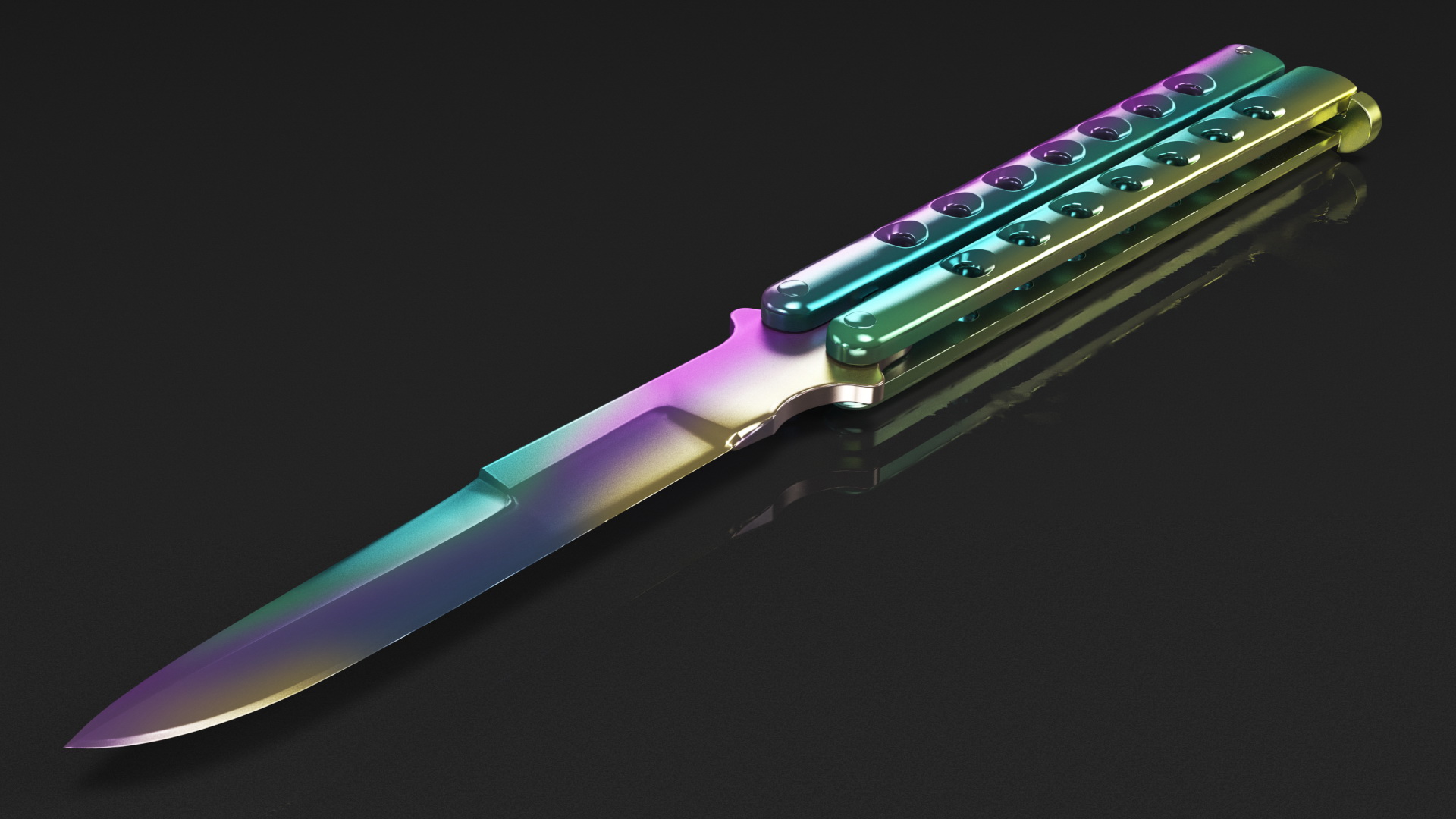 3D Butterfly Knife Rainbow Fade model