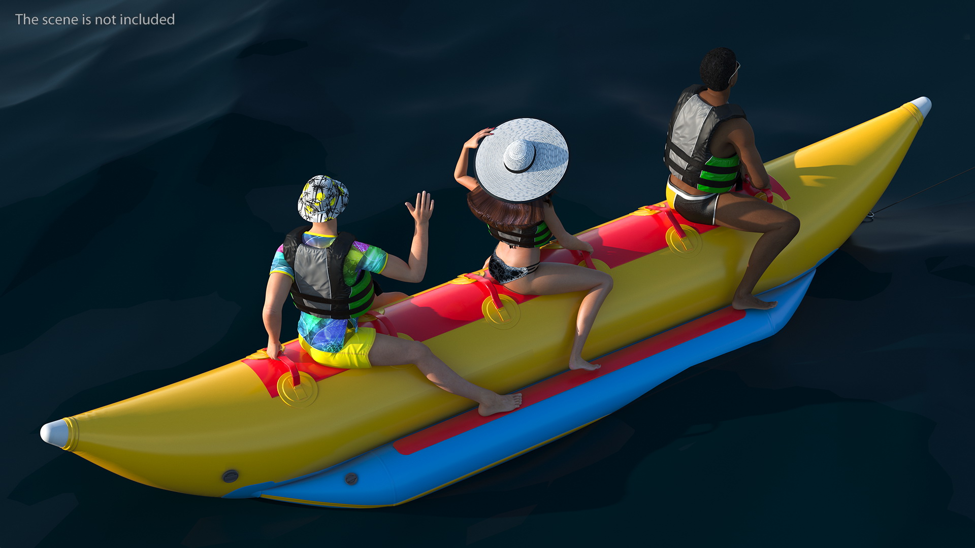 Boat Towed Banana Boat With People 3D model