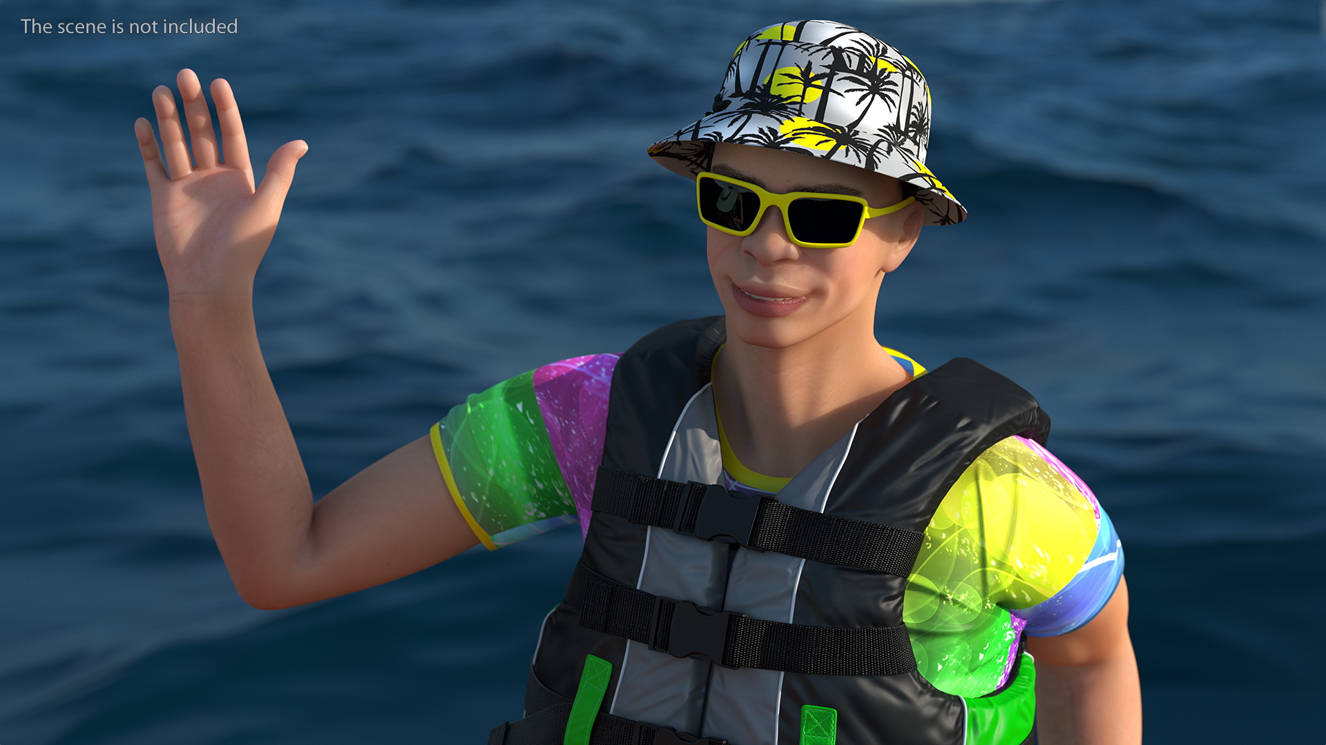 Boat Towed Banana Boat With People 3D model