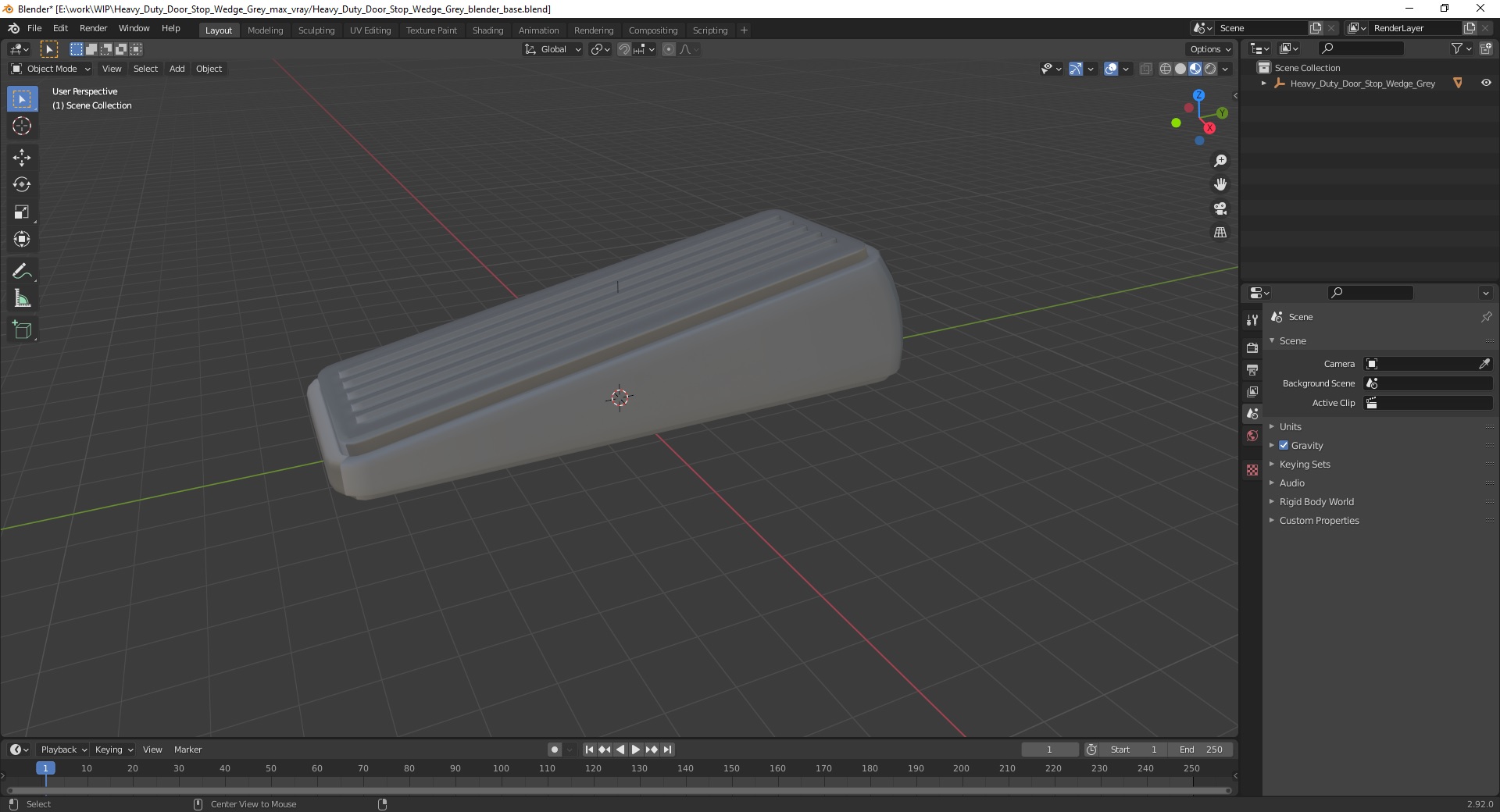3D Heavy Duty Door Stop Wedge Grey