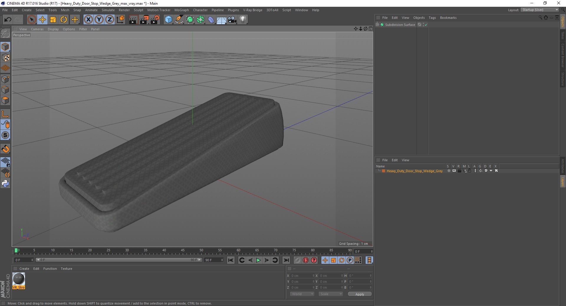 3D Heavy Duty Door Stop Wedge Grey