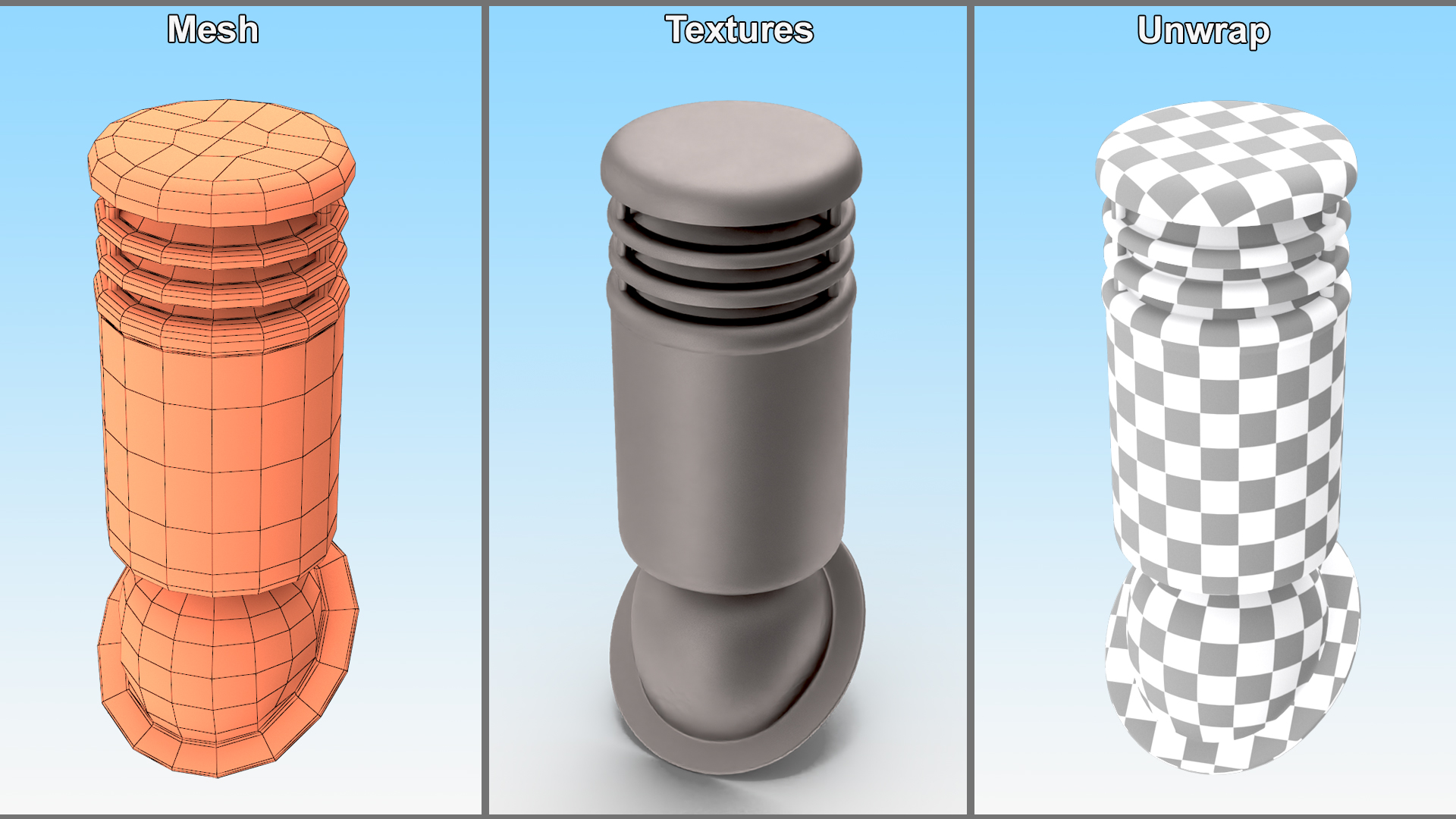 3D Designer Black Round Metal Chimney Corner Base