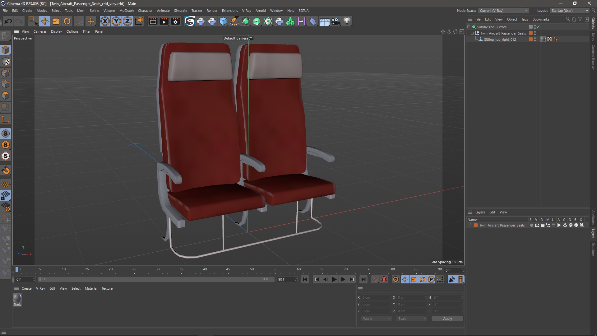 Twin Aircraft Passenger Seats 3D model