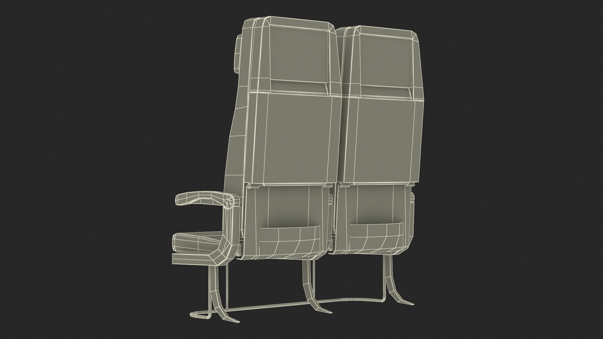 Twin Aircraft Passenger Seats 3D model