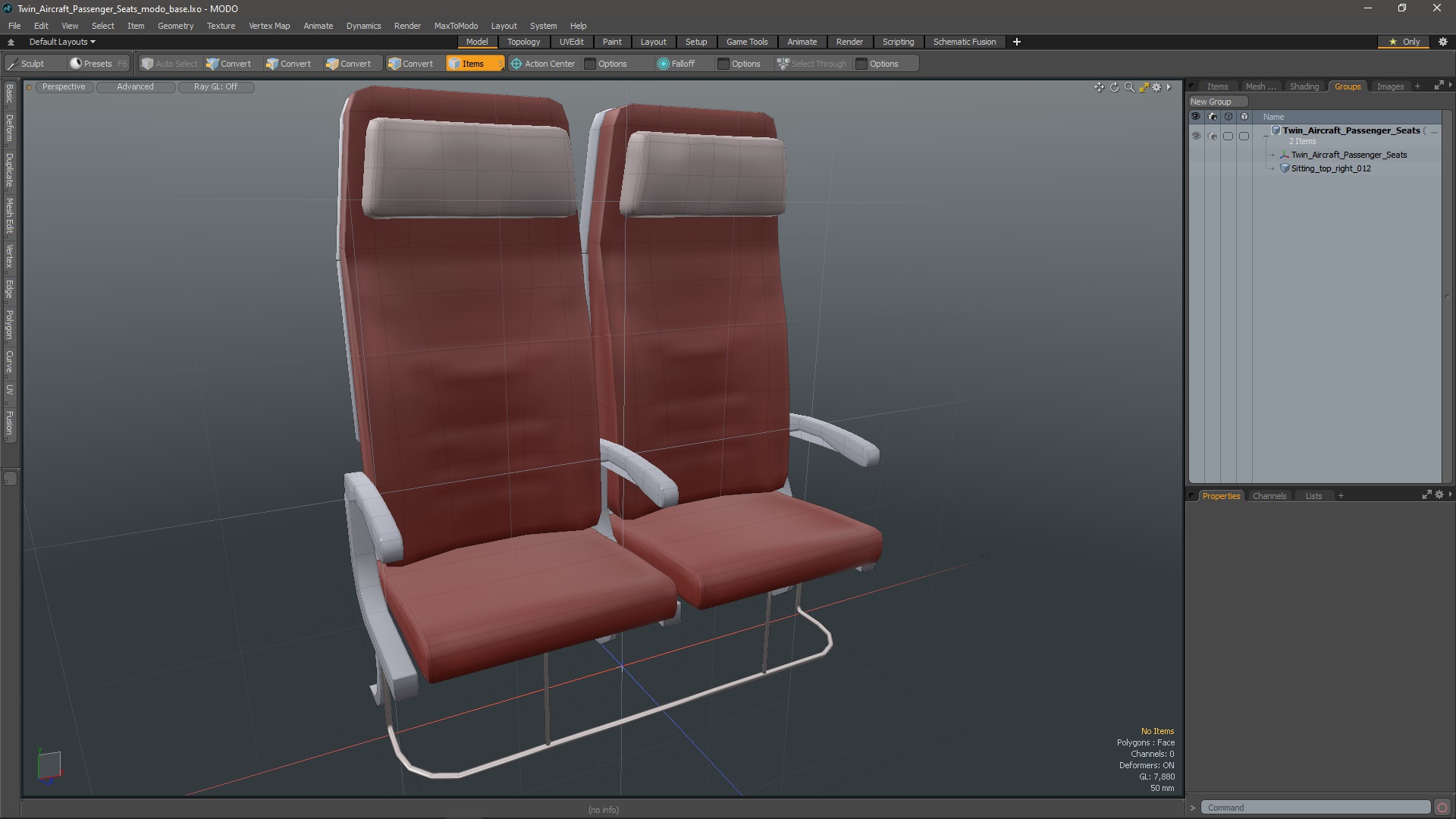 Twin Aircraft Passenger Seats 3D model