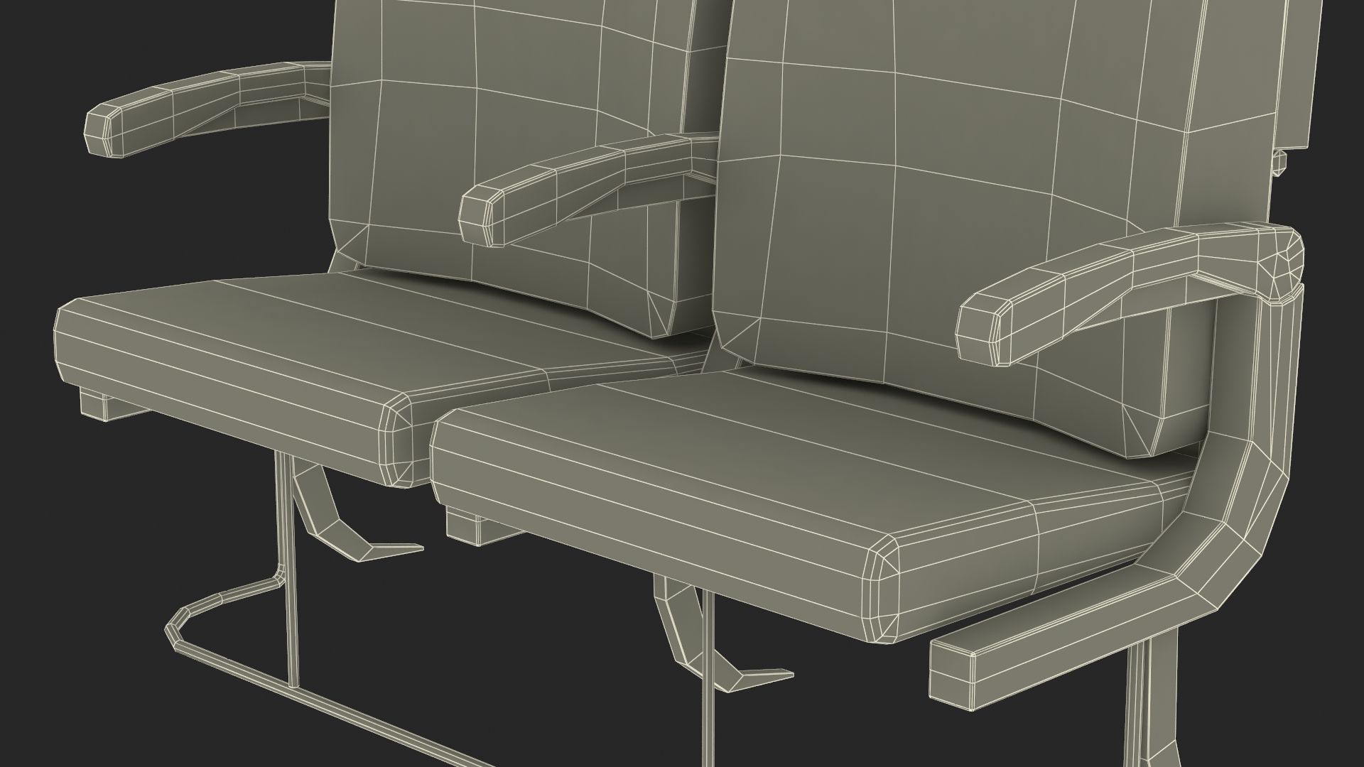 Twin Aircraft Passenger Seats 3D model