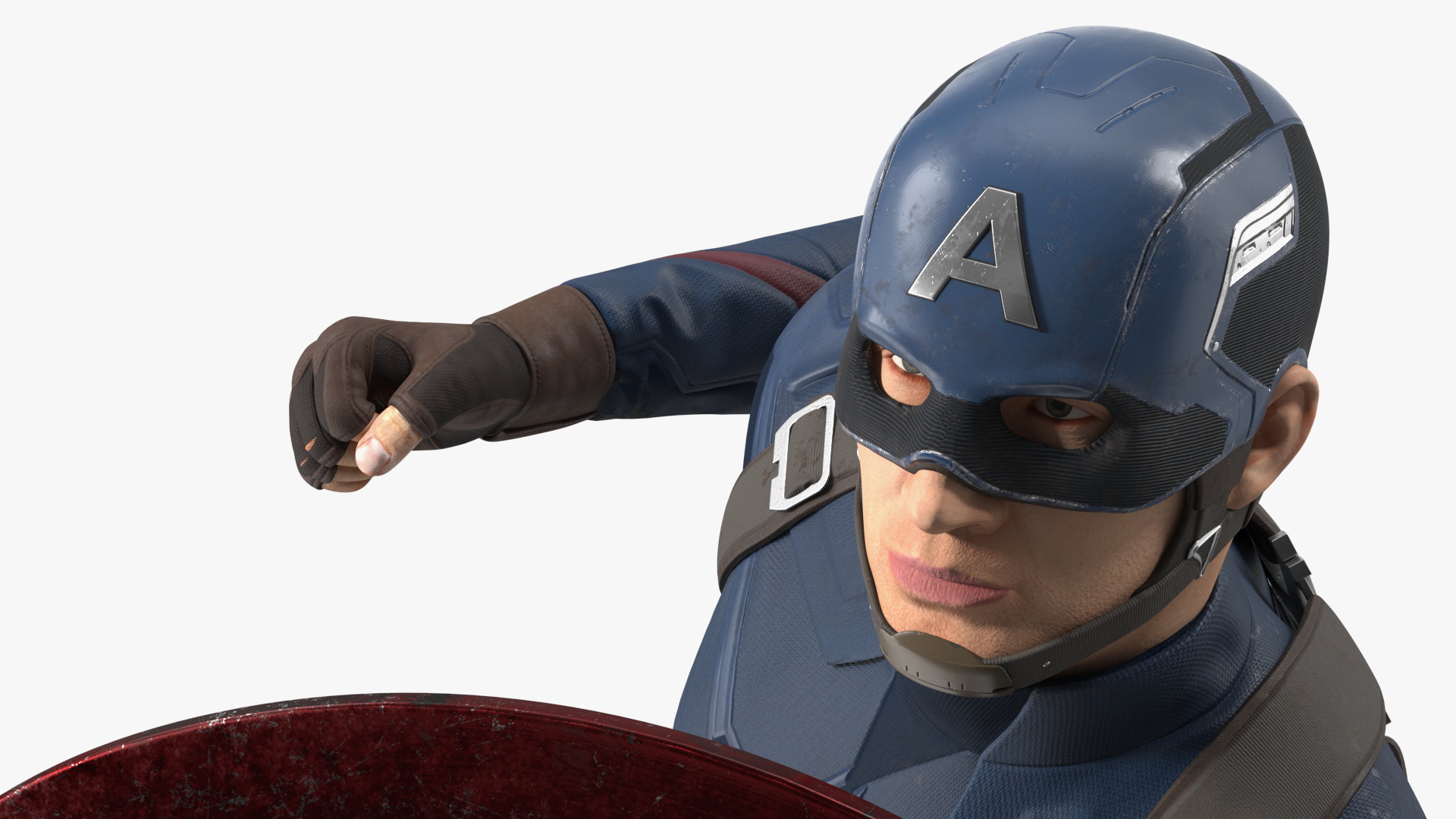 Captain America Attack Pose in Shabby Suit 3D