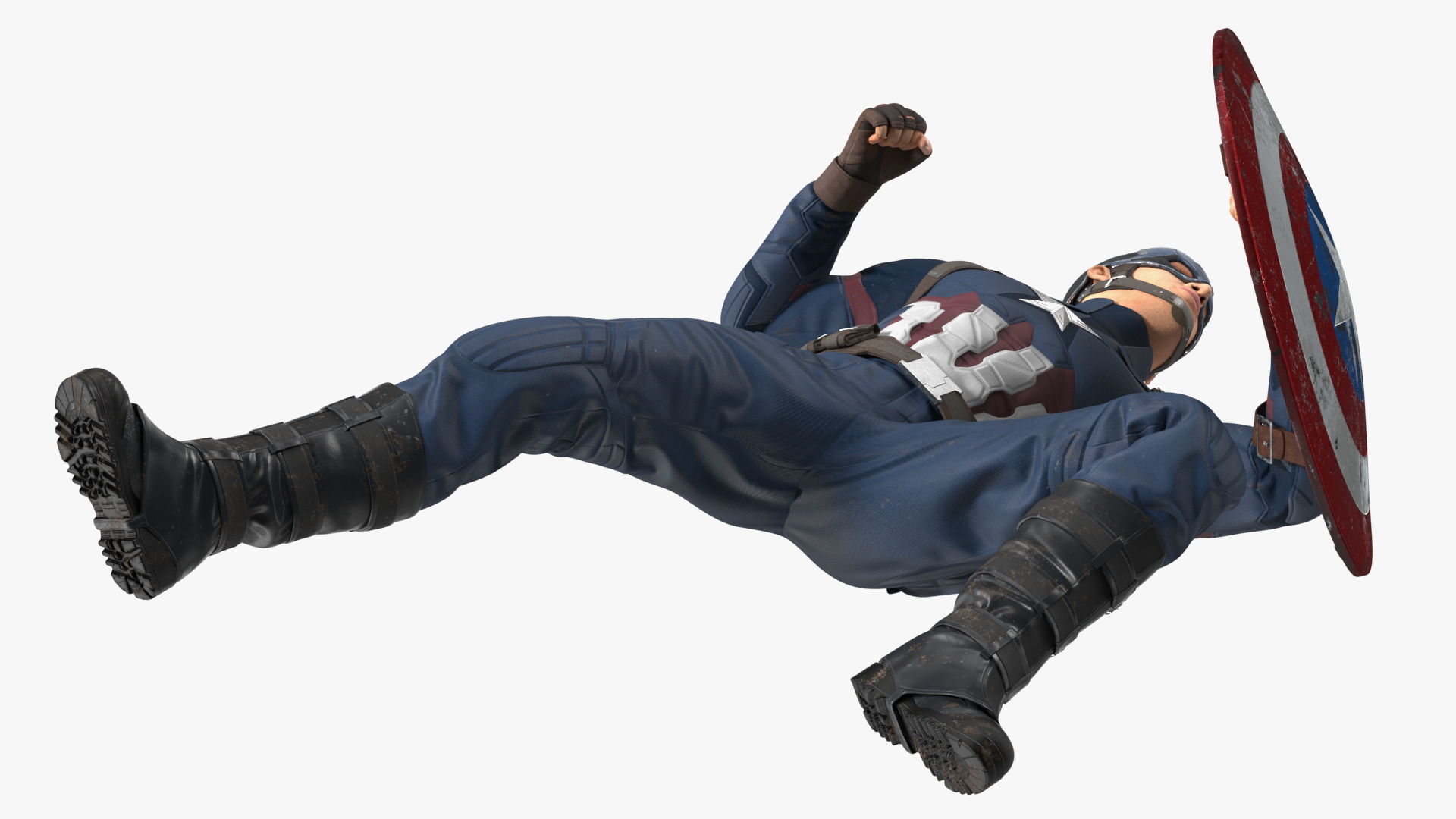 Captain America Attack Pose in Shabby Suit 3D