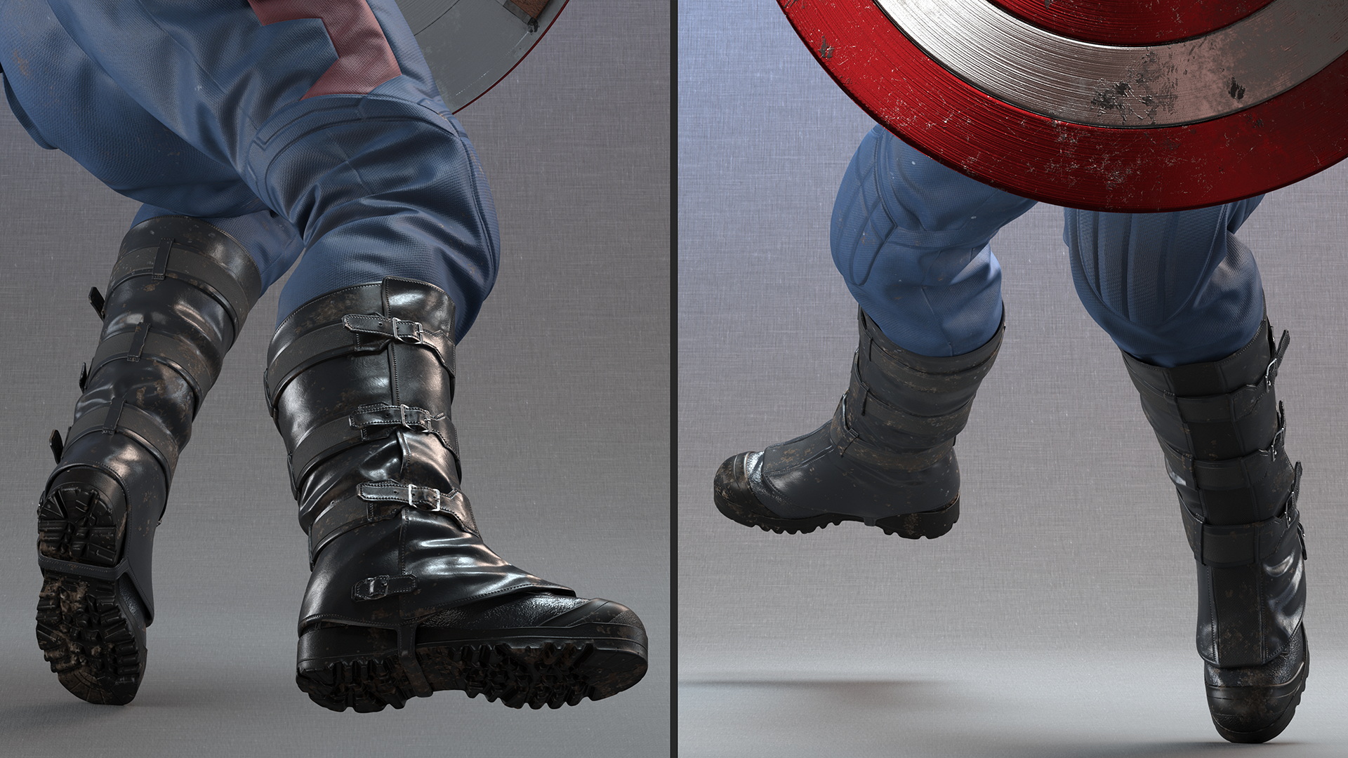 Captain America Attack Pose in Shabby Suit 3D