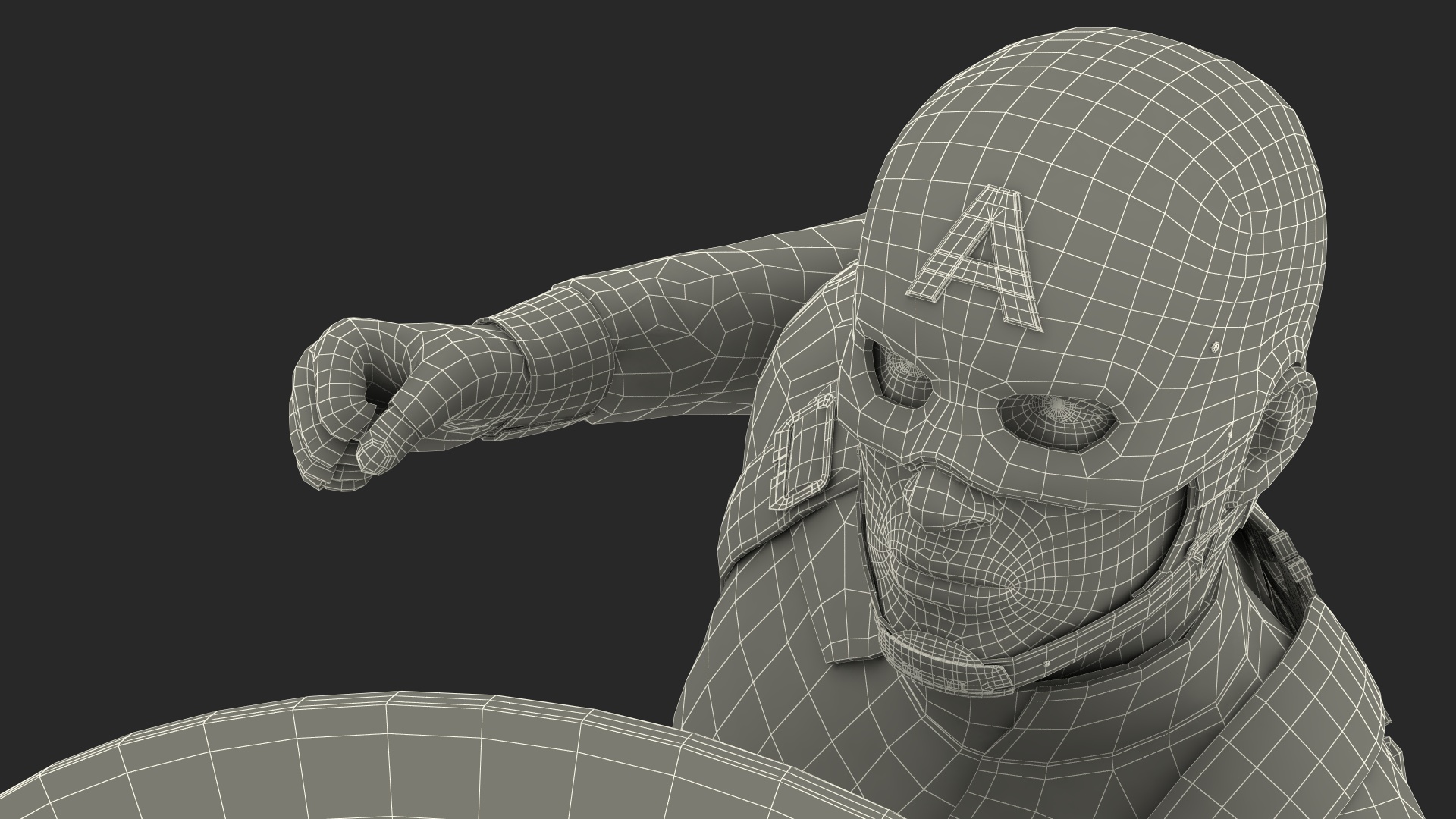 Captain America Attack Pose in Shabby Suit 3D