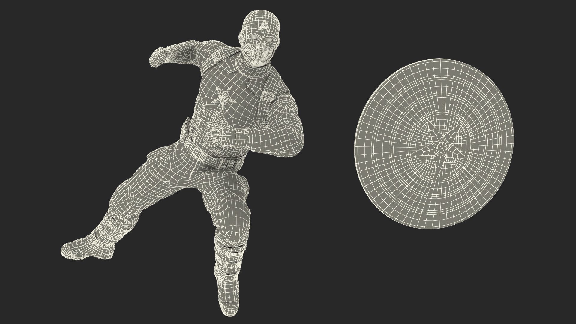 Captain America Attack Pose in Shabby Suit 3D