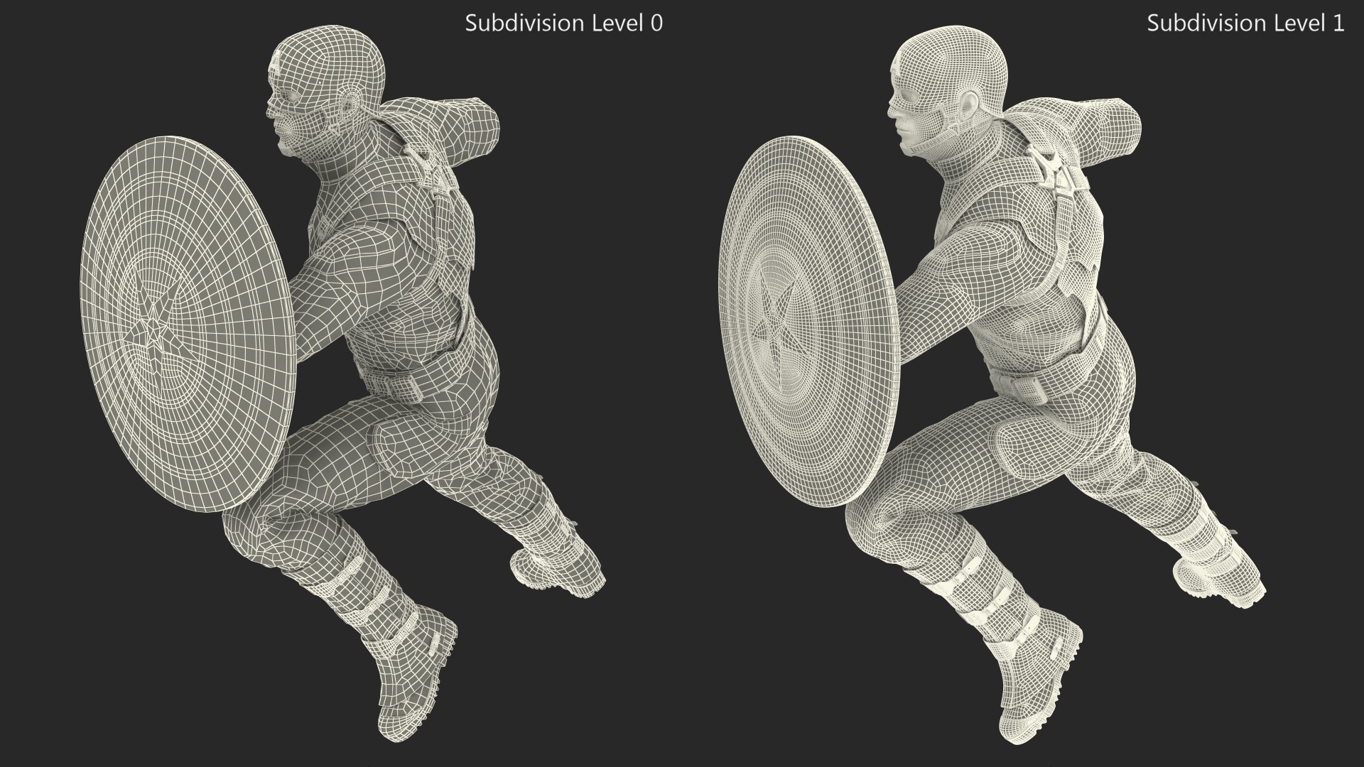 Captain America Attack Pose in Shabby Suit 3D