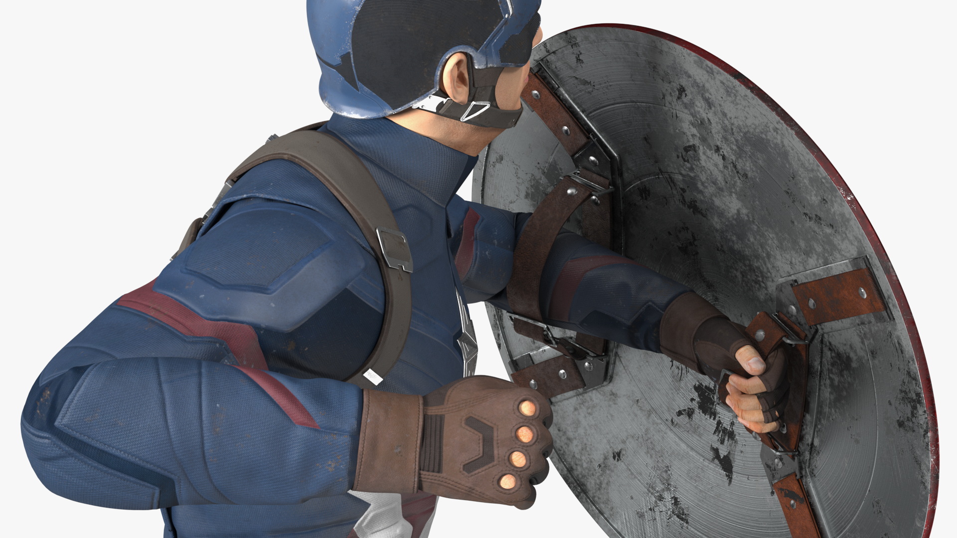 Captain America Attack Pose in Shabby Suit 3D