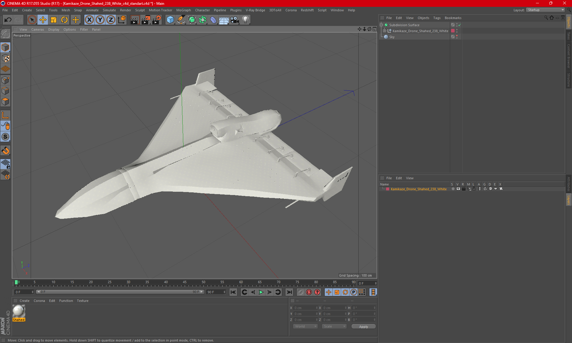 3D Kamikaze Drone Shahed 238 White