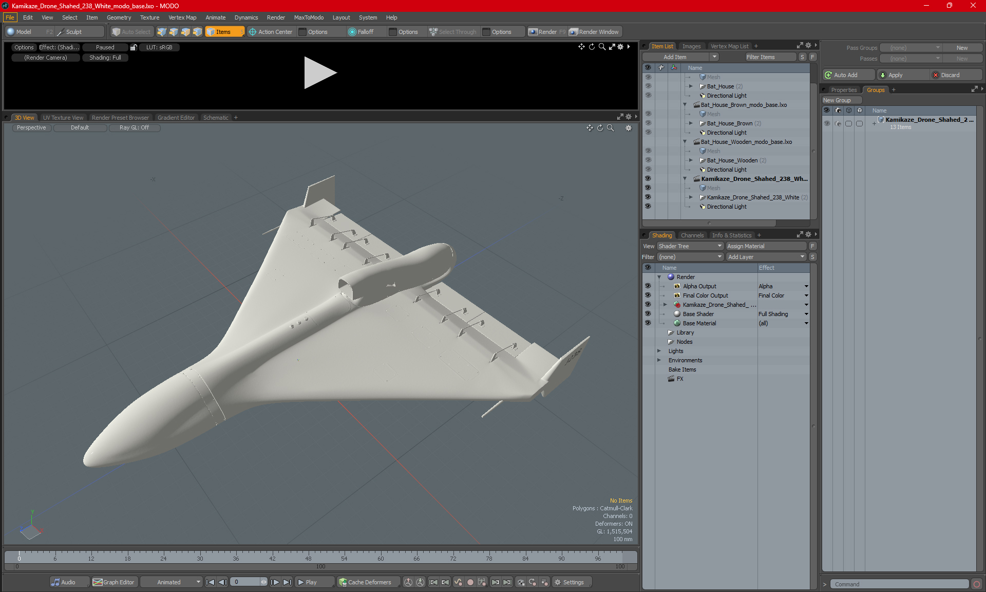 3D Kamikaze Drone Shahed 238 White