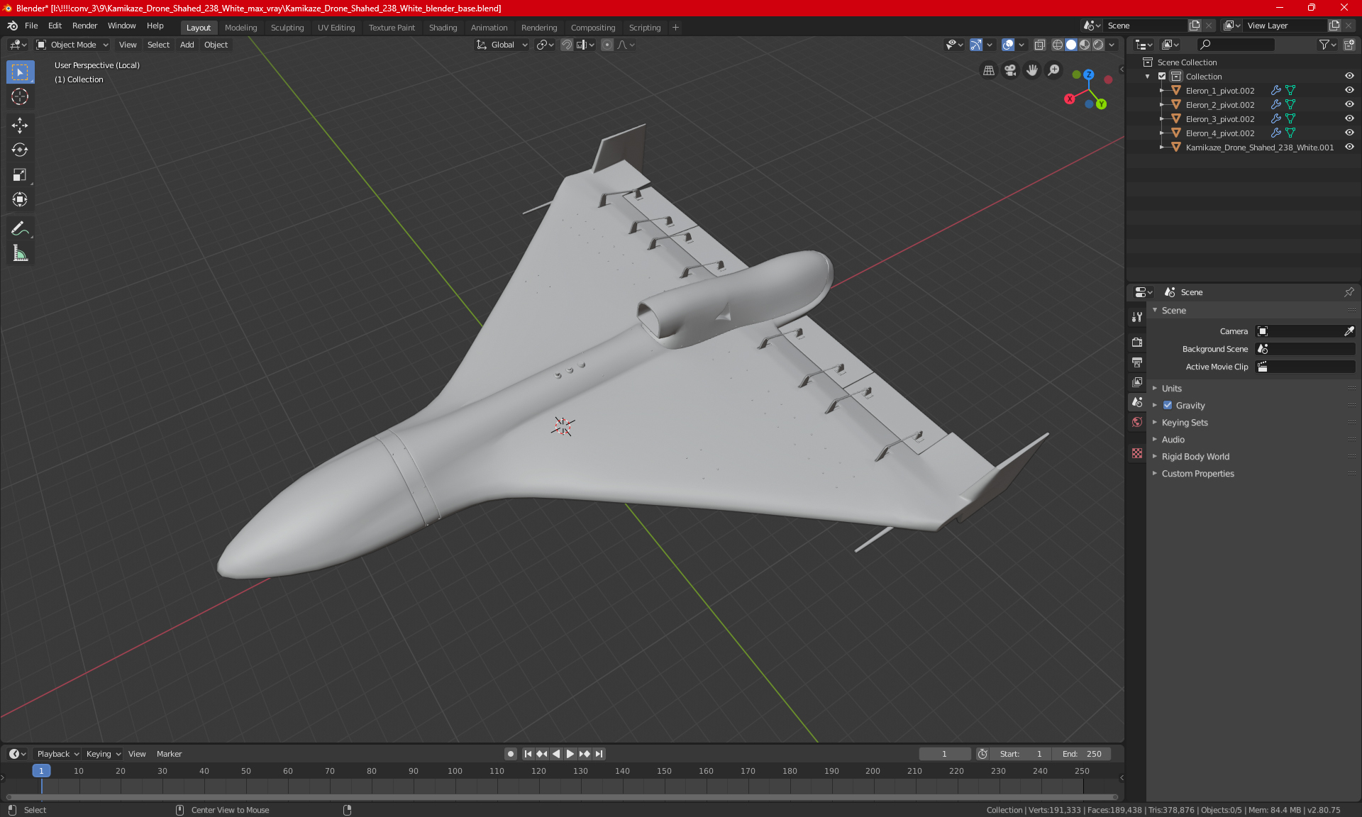 3D Kamikaze Drone Shahed 238 White